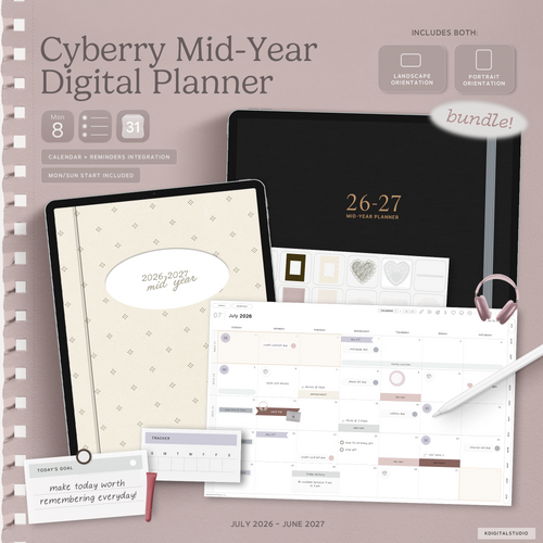 Cyberry Mid-Year Digital Planners BUNDLE (2026-2027)
