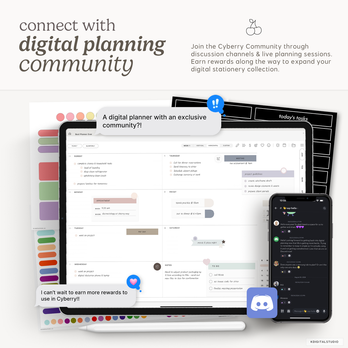 Cyberry 2027 Digital Planner in Landscape (Light Mode) KDigitalStudio