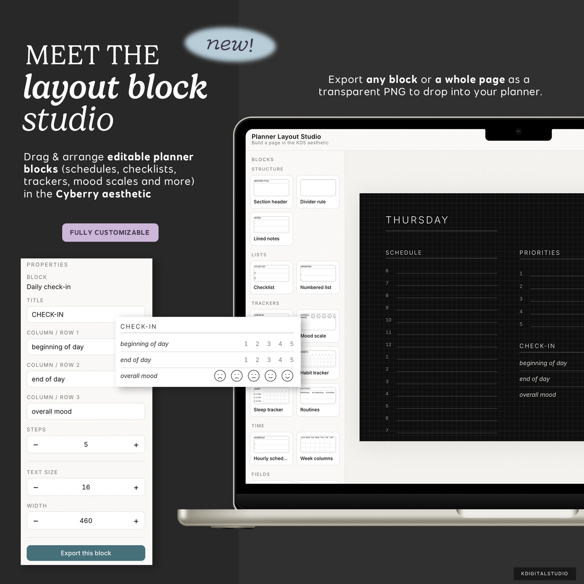 Cyberry 2027 Digital Planner in Portrait (Dark Mode) KDigitalStudio