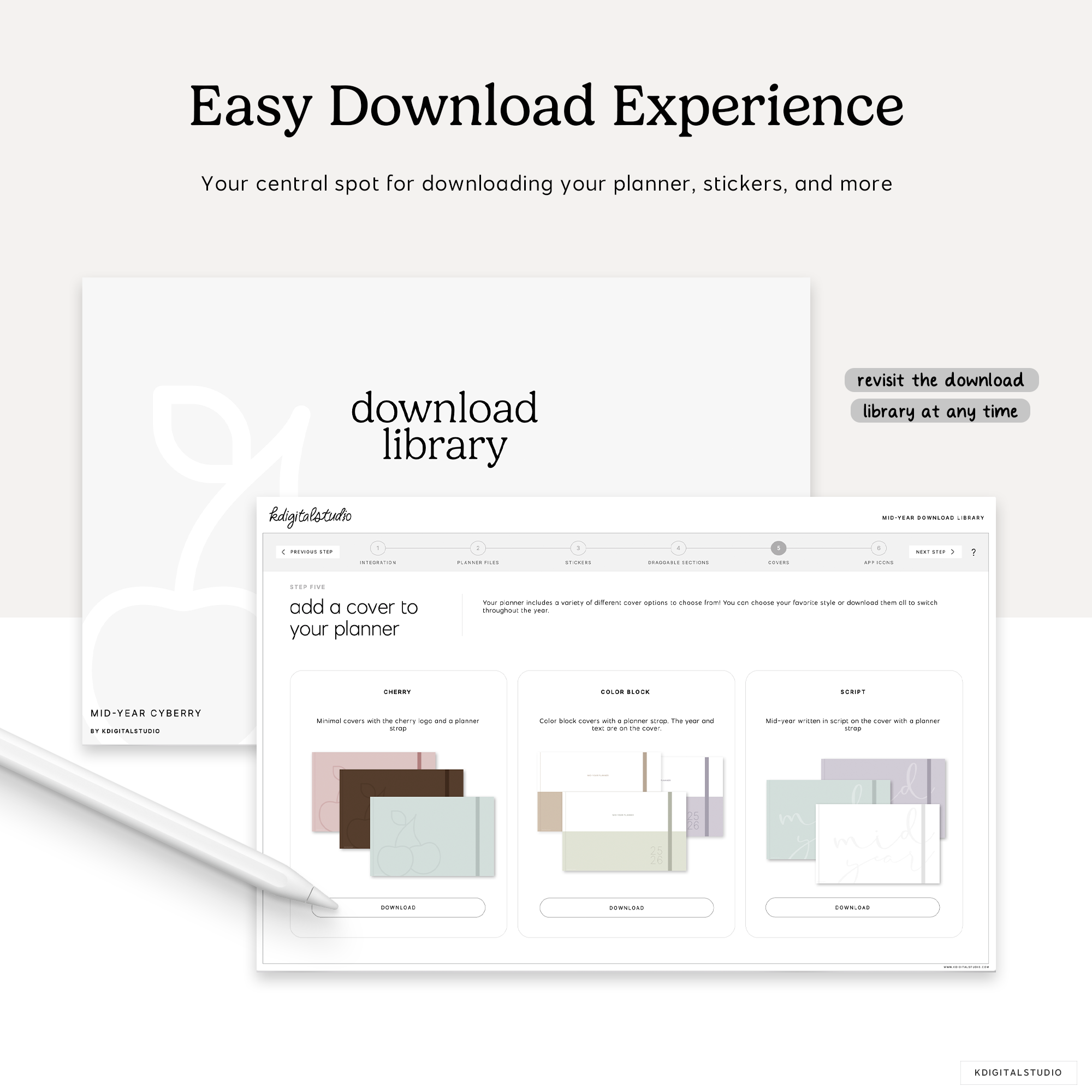 easy download experience for the cyberry digital planner