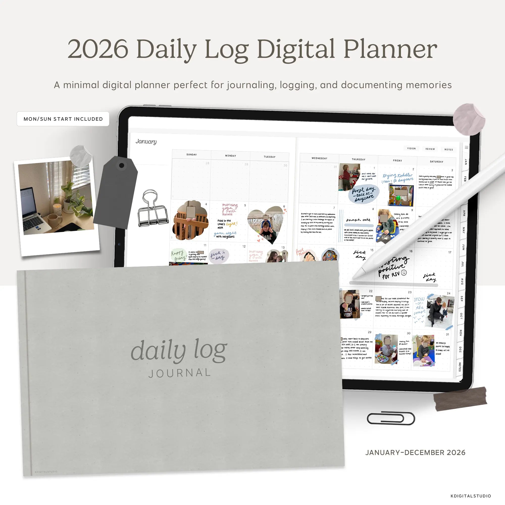 2026 Daily Log Planner KDigitalStudio