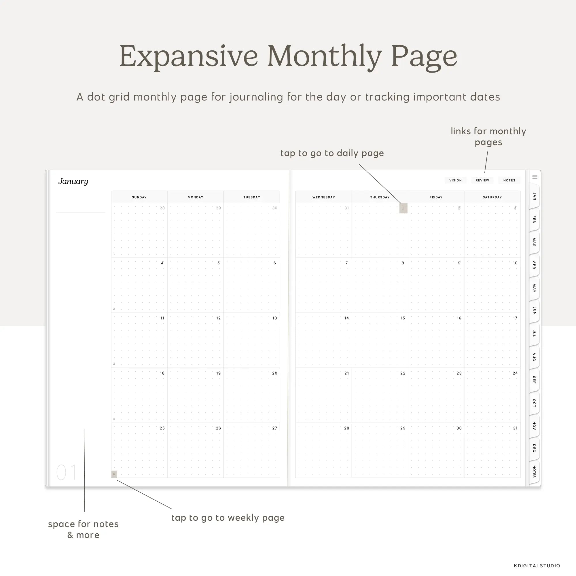 2026 Daily Log Planner KDigitalStudio