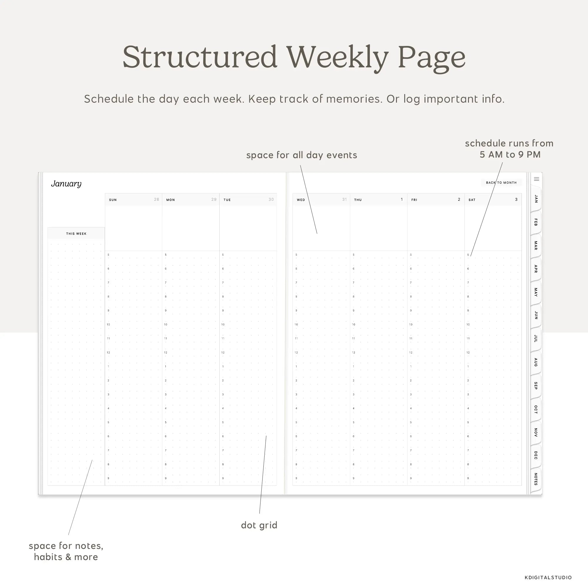 2026 Daily Log Planner KDigitalStudio