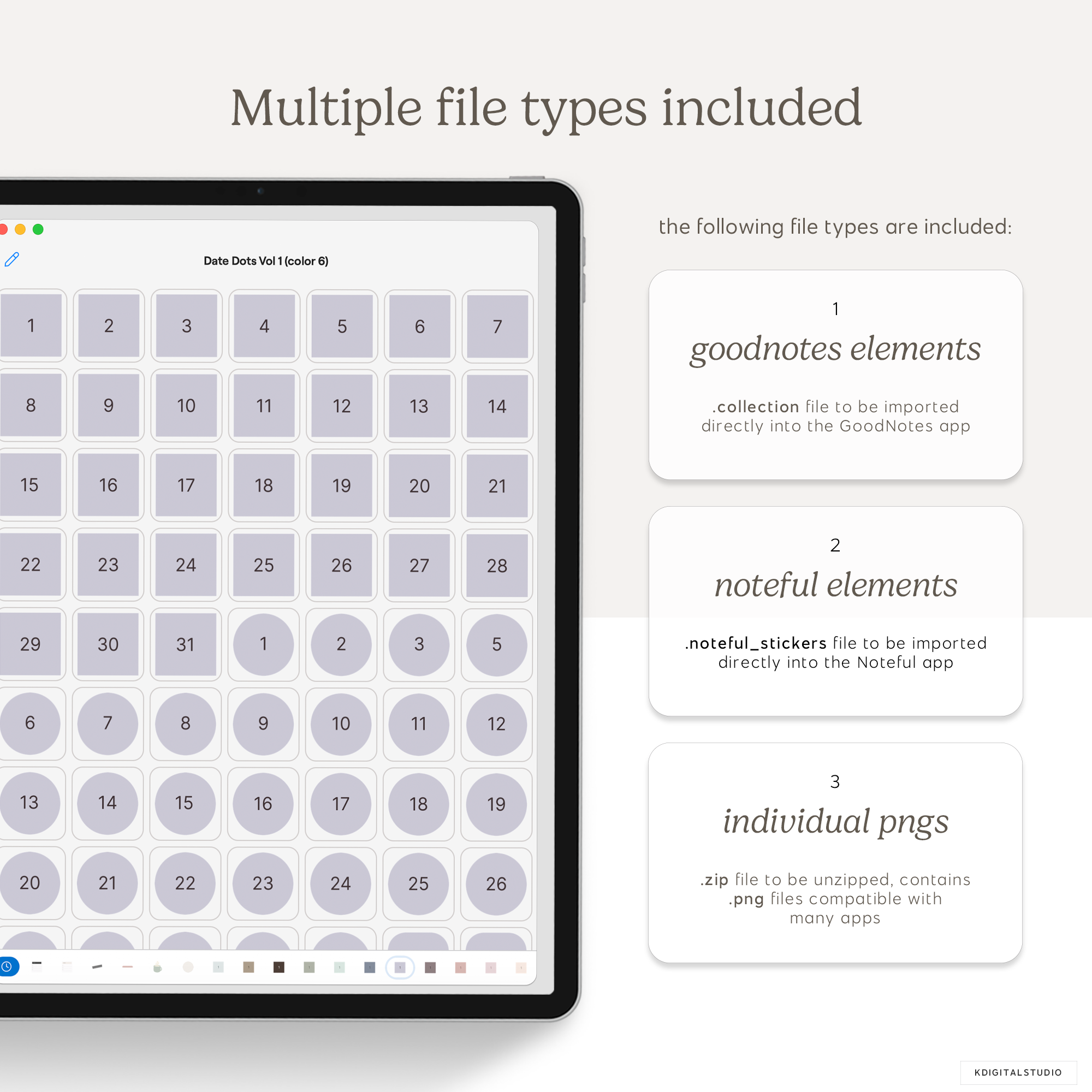 Date Dots (Morandi) Digital Stickers
