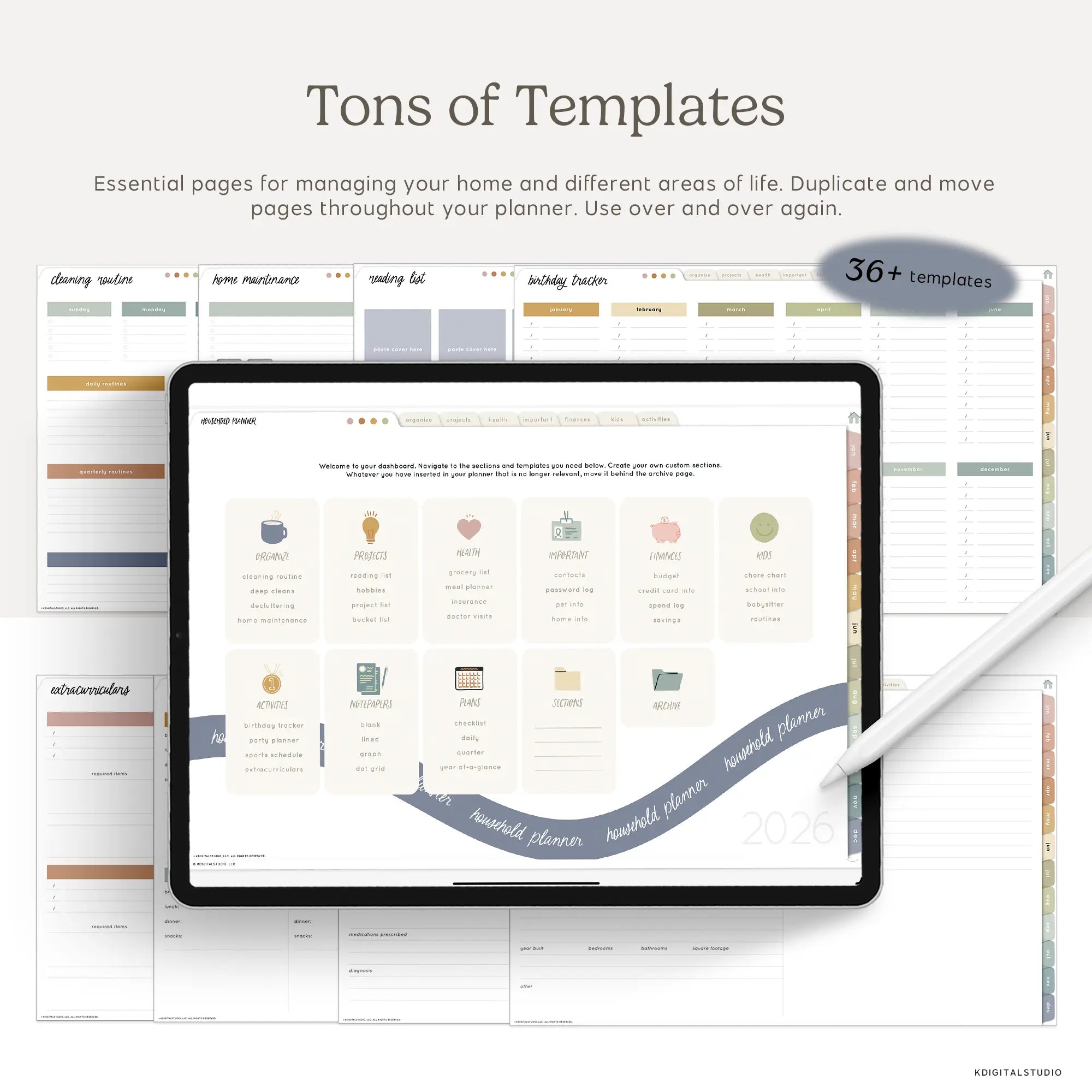 2026 Household Digital Planner KDigitalStudio