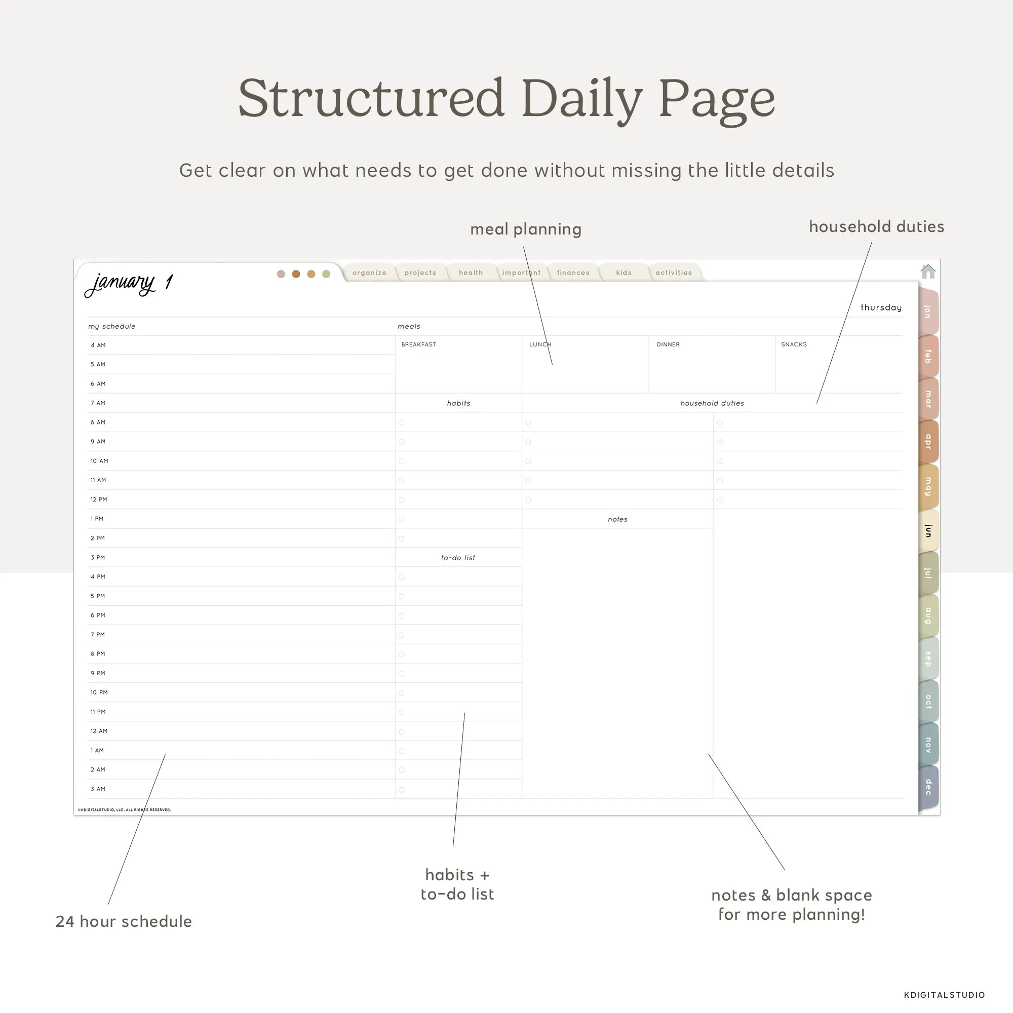 2026 Household Digital Planner KDigitalStudio