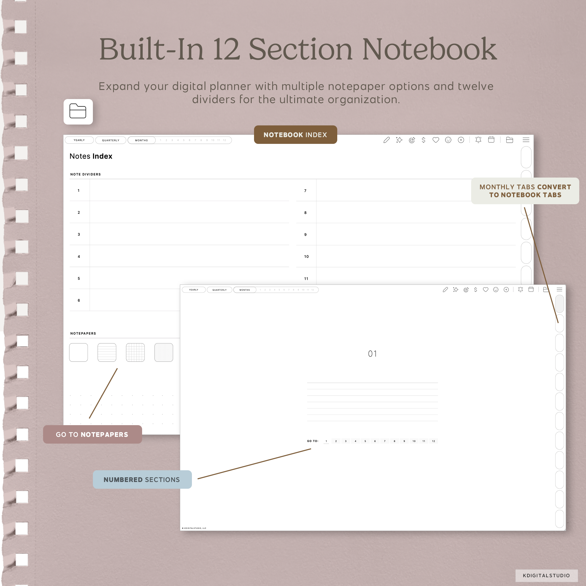 Cyberry Mid-Year Digital Planner in Landscape (2027-2027) KDigitalStudio