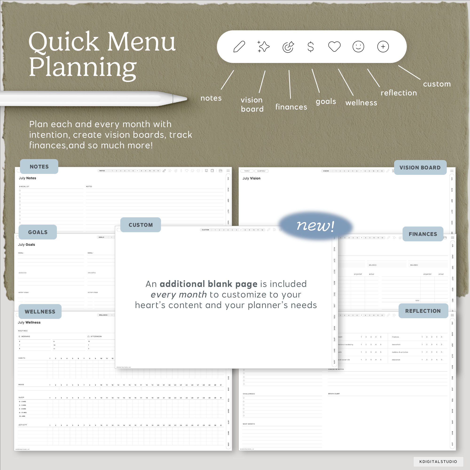Cyberry Mid-Year Digital Planner in Landscape (2027-2027) KDigitalStudio
