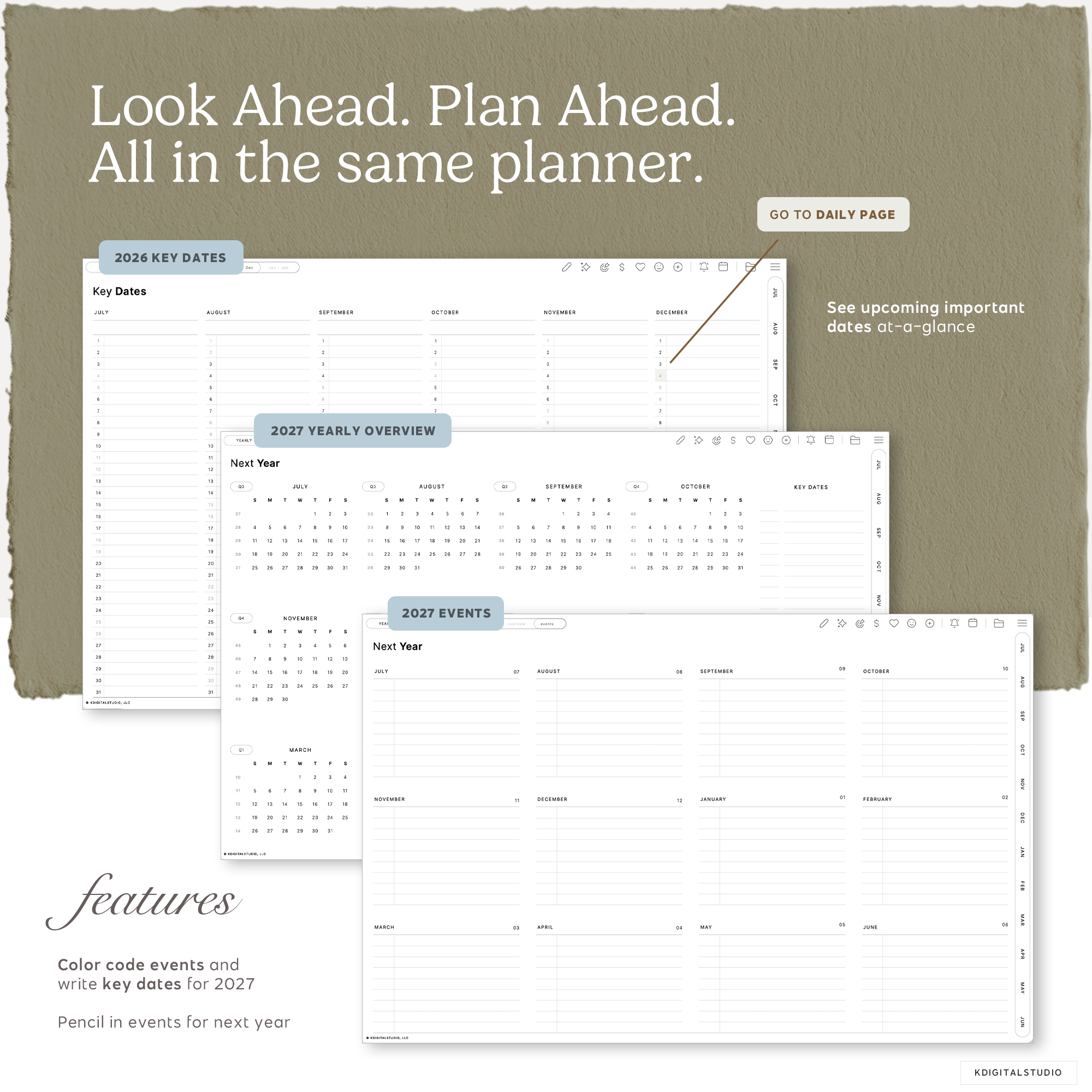 Cyberry Mid-Year Digital Planner in Landscape (2027-2027) KDigitalStudio
