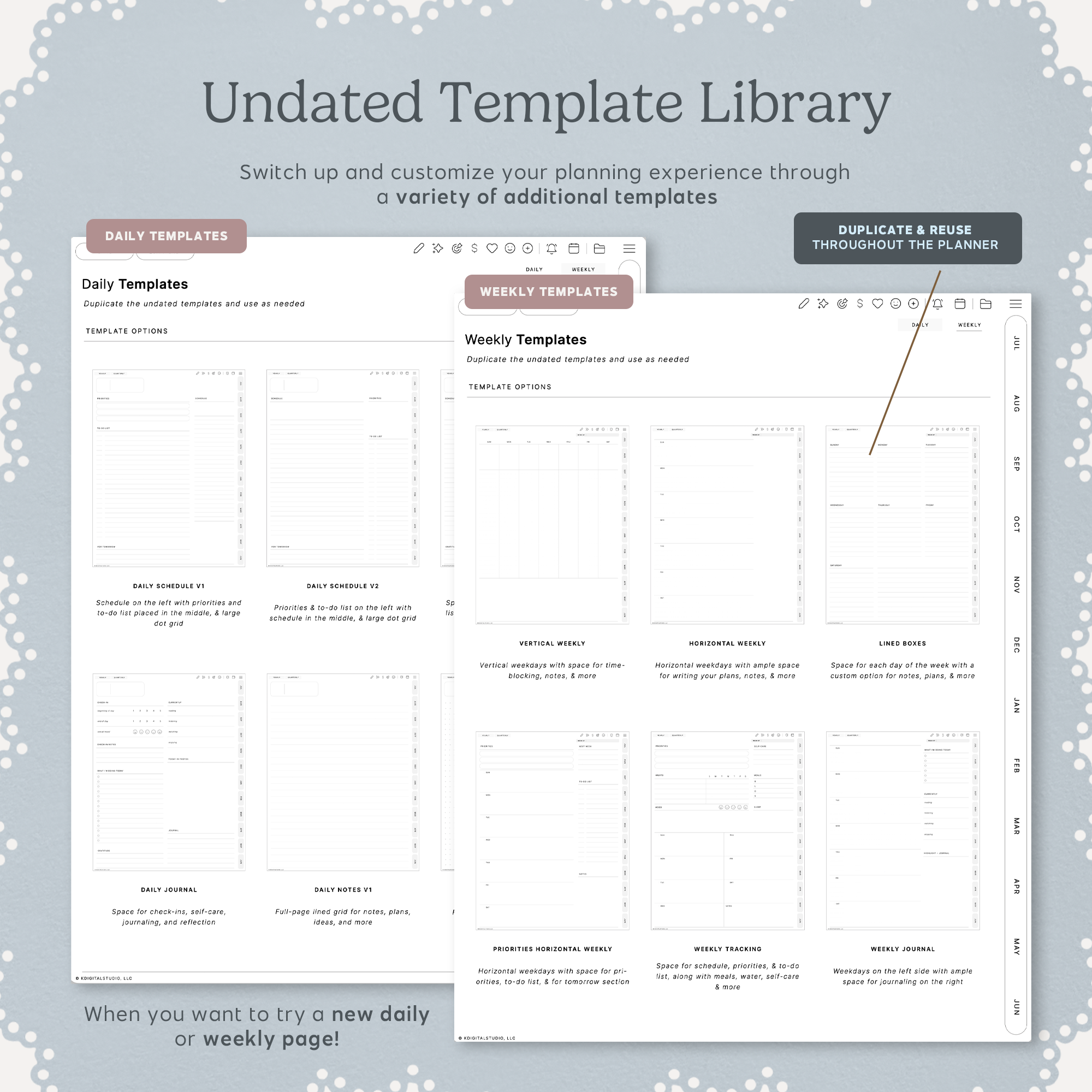Cyberry Mid-Year Digital Planner in Portrait (2026-2027) KDigitalStudio