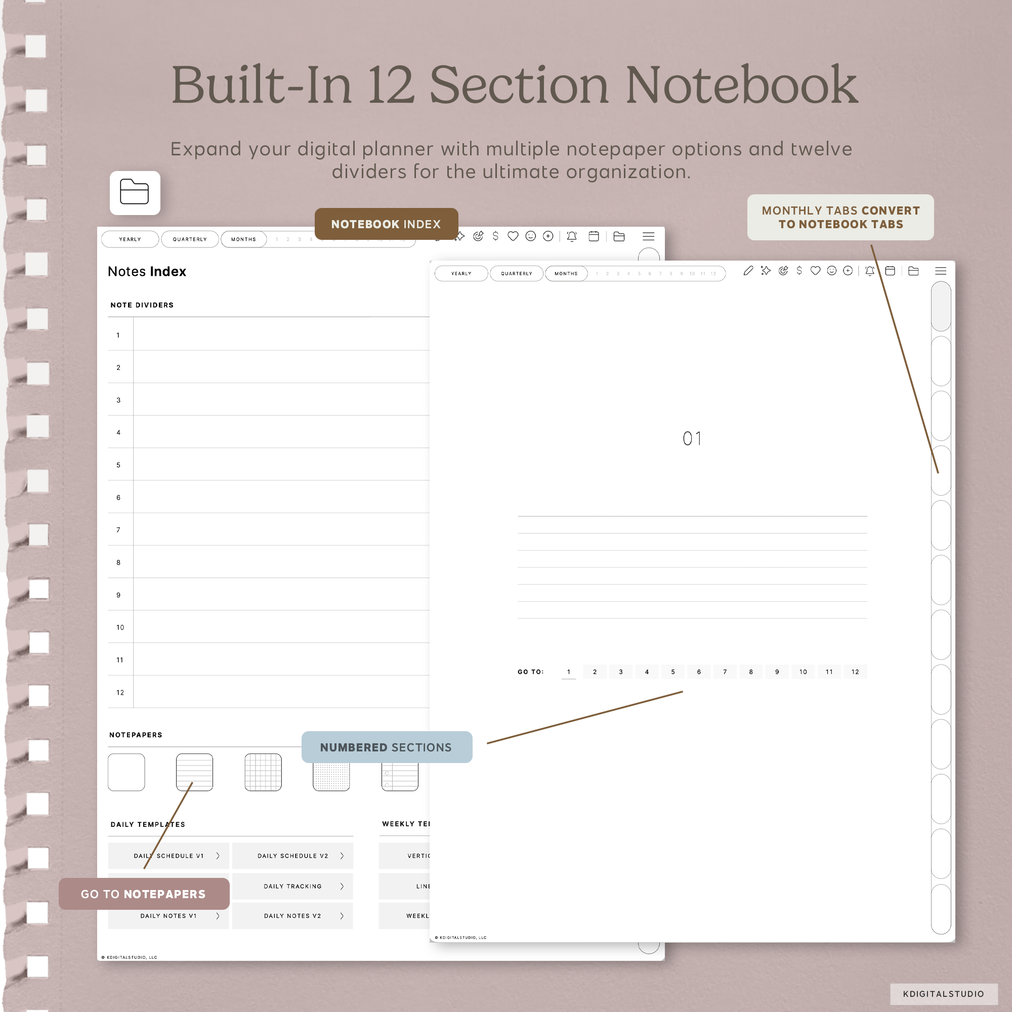 Cyberry Mid-Year Digital Planner in Portrait (2026-2027) KDigitalStudio
