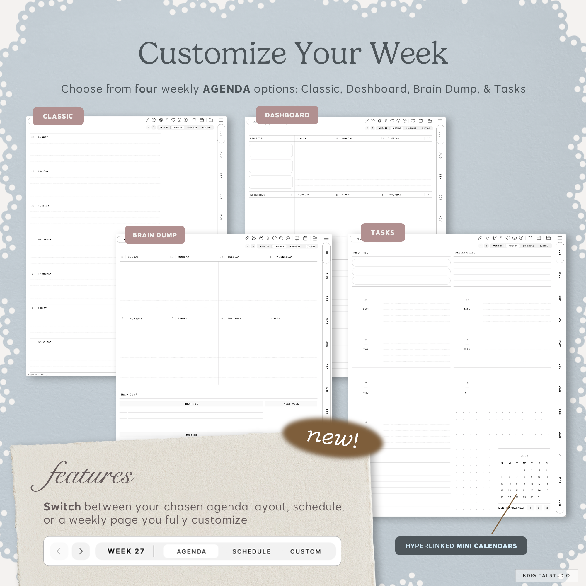 Cyberry Mid-Year Digital Planner in Portrait (2026-2027) KDigitalStudio