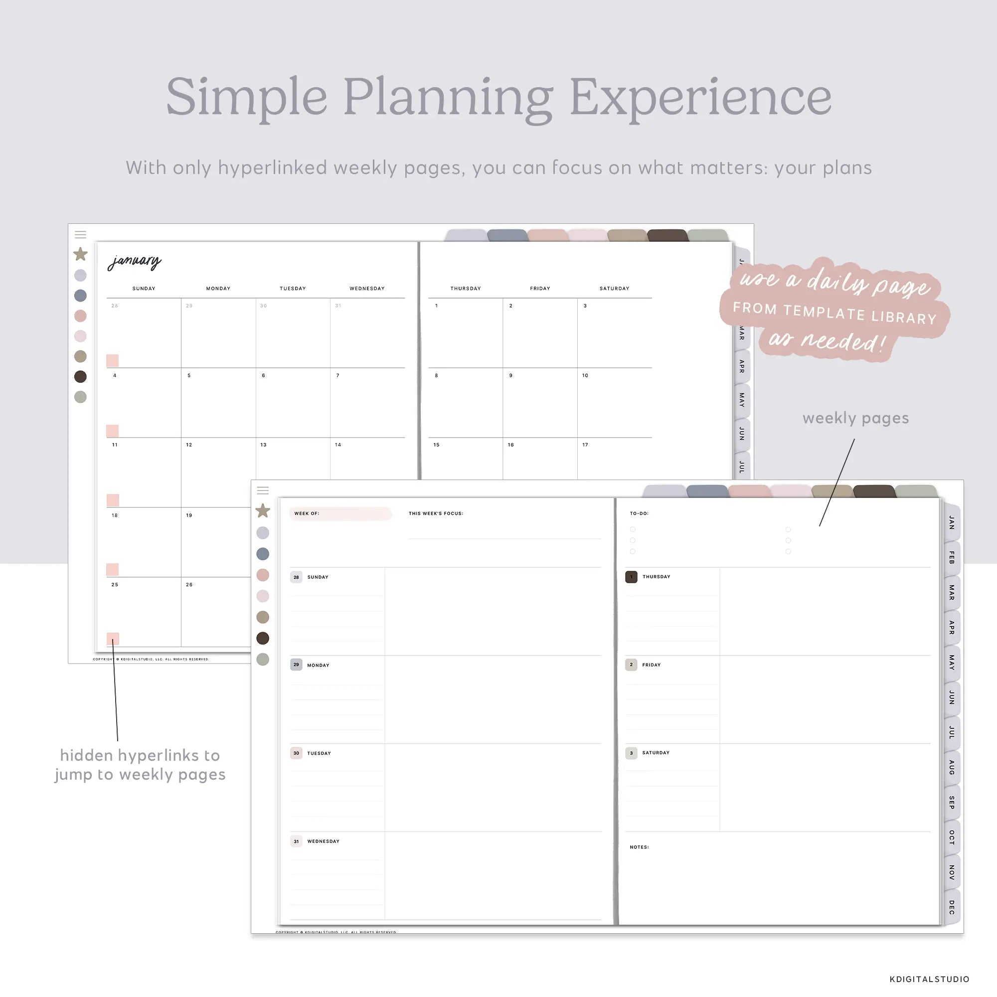 2026 Weekly Everything Planner in Morandi KDigitalStudio