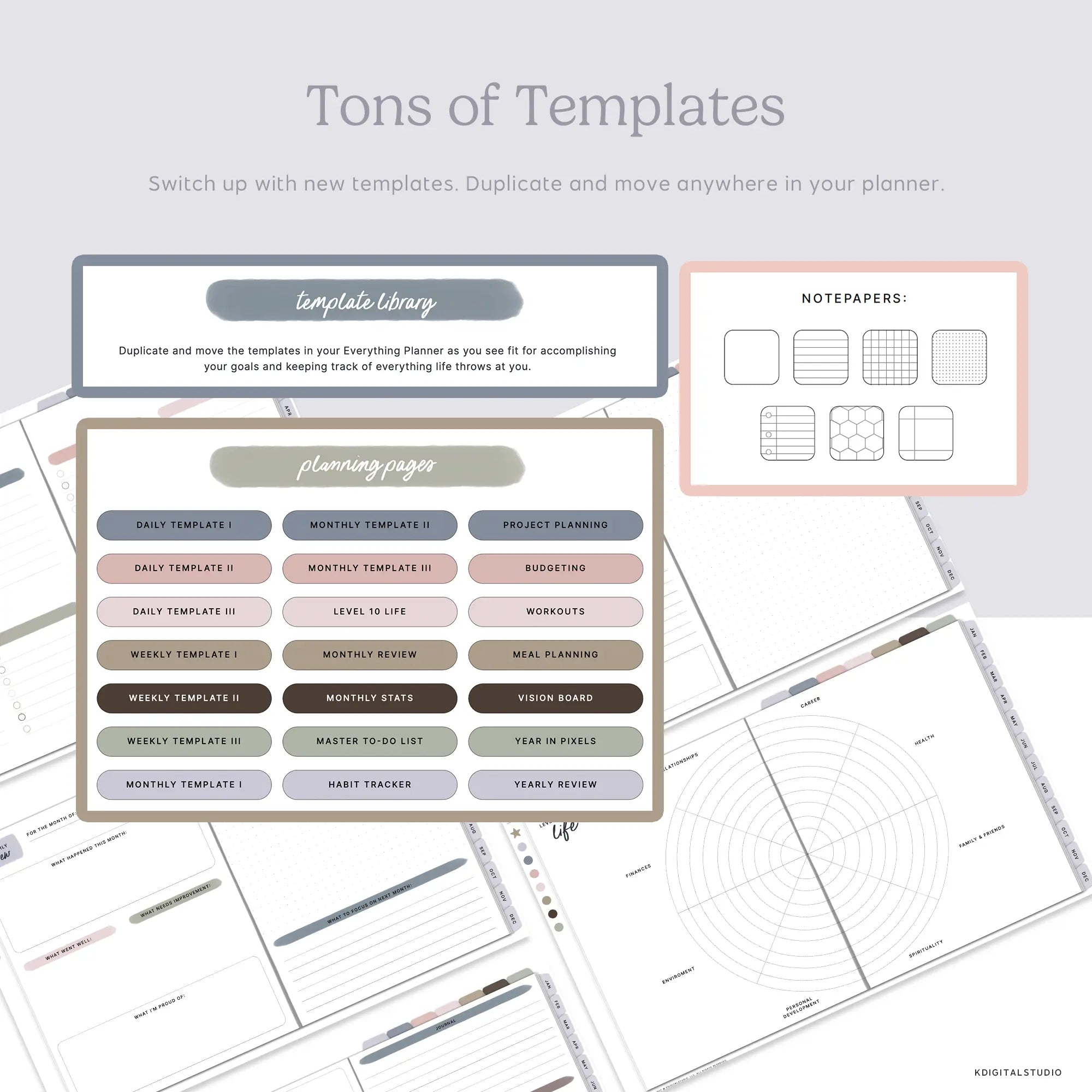2026 Weekly Everything Planner in Morandi KDigitalStudio