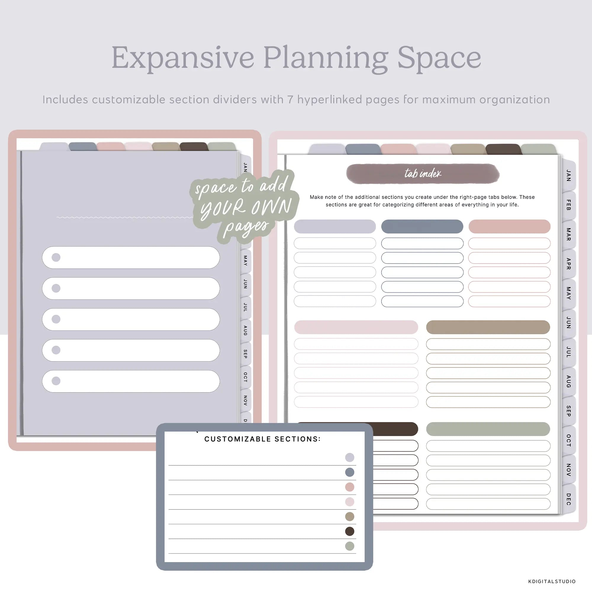 2026 Weekly Everything Planner in Morandi KDigitalStudio