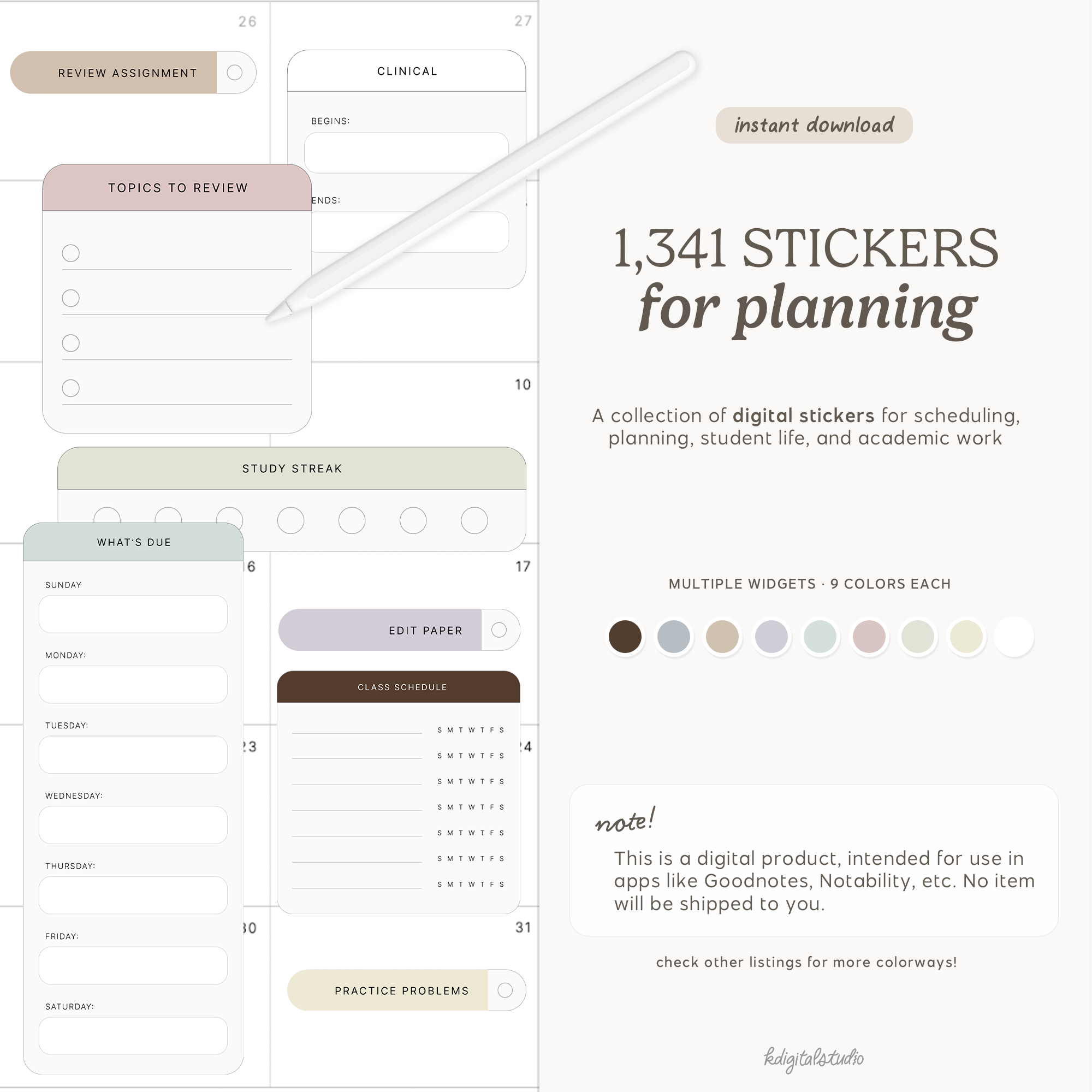 Student Widgets in Muted KDigitalStudio