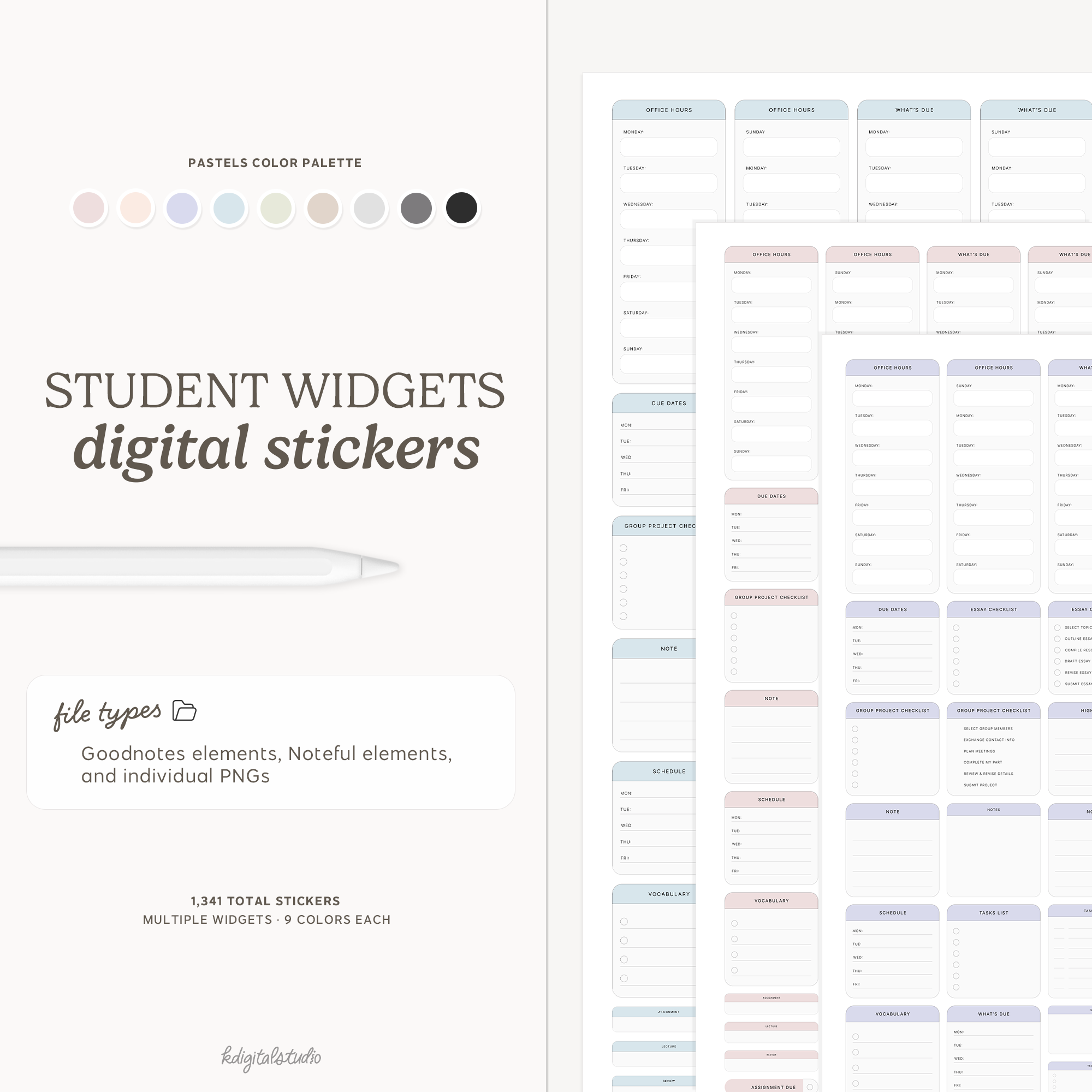 Student Widgets in Pastels KDigitalStudio