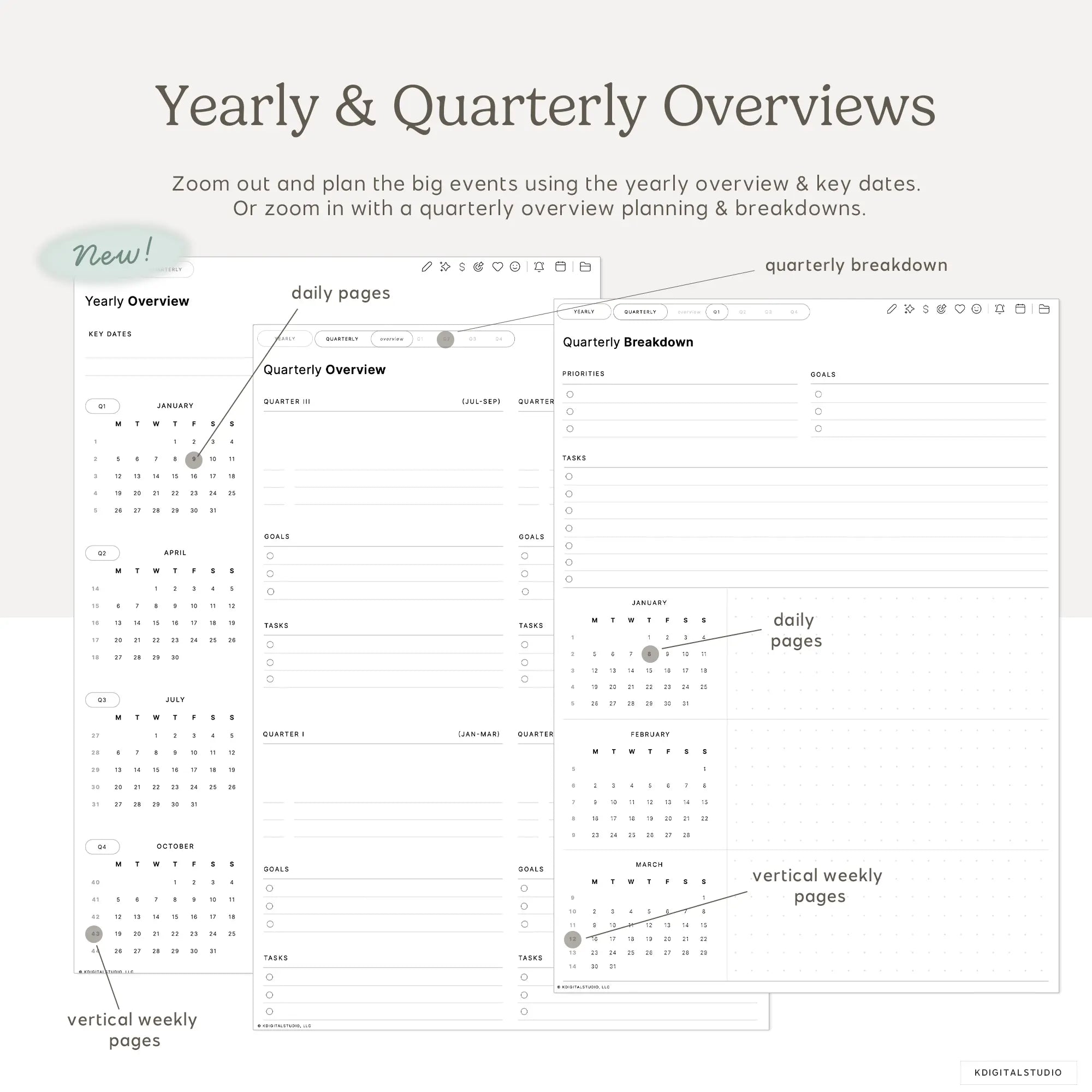Cyberry 2026 Digital Planner in Portrait KDigitalStudio
