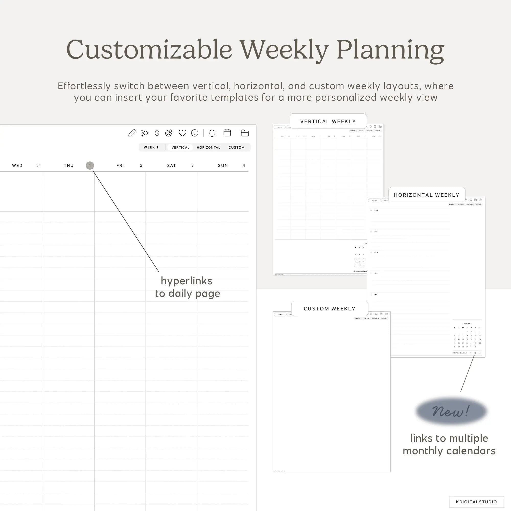 Cyberry 2026 Digital Planner in Portrait KDigitalStudio