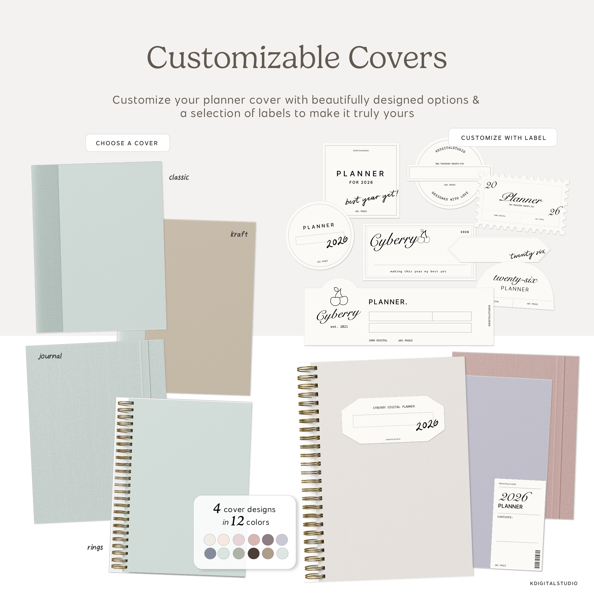 Cyberry 2026 Digital Planner in Portrait