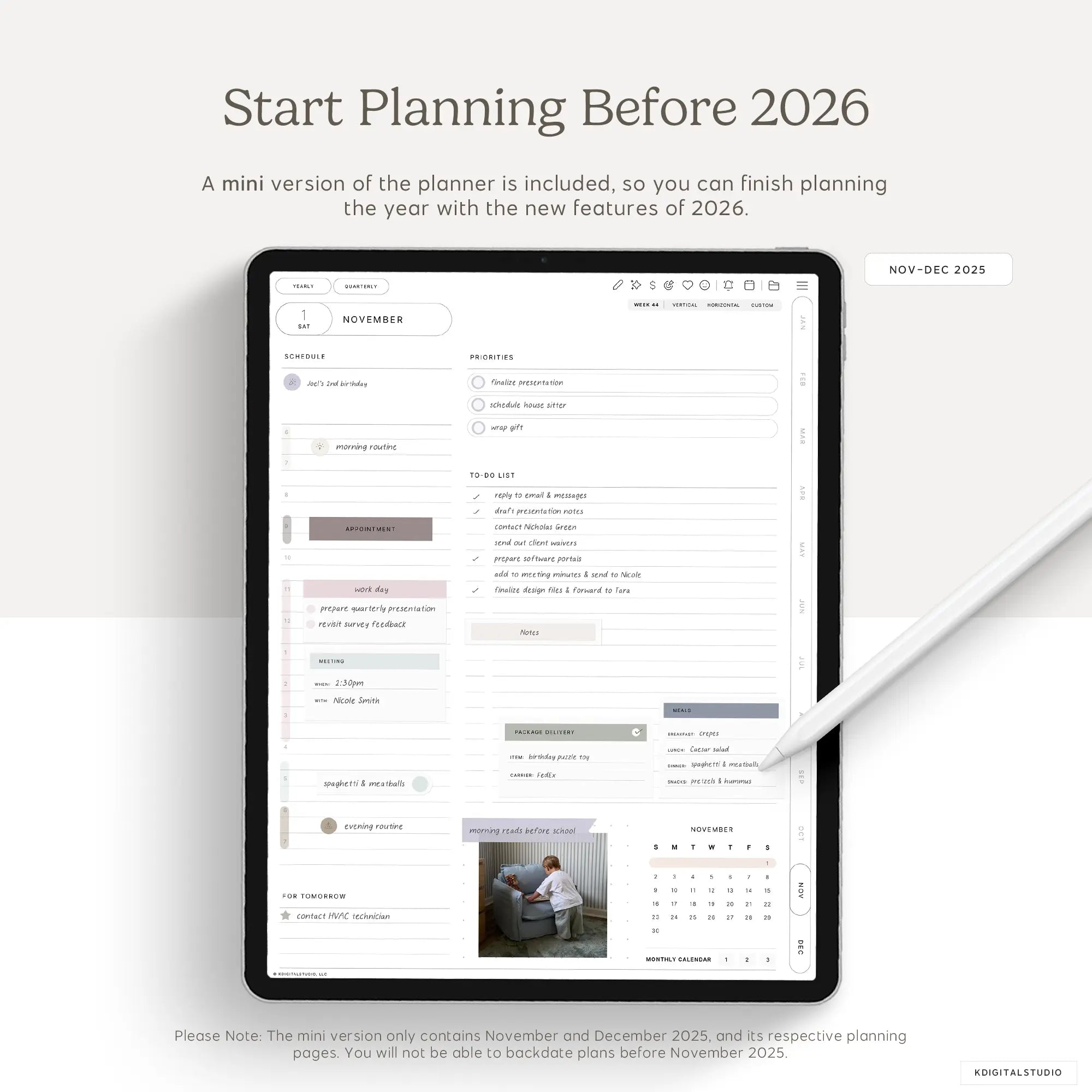 Cyberry 2026 Digital Planner in Portrait KDigitalStudio