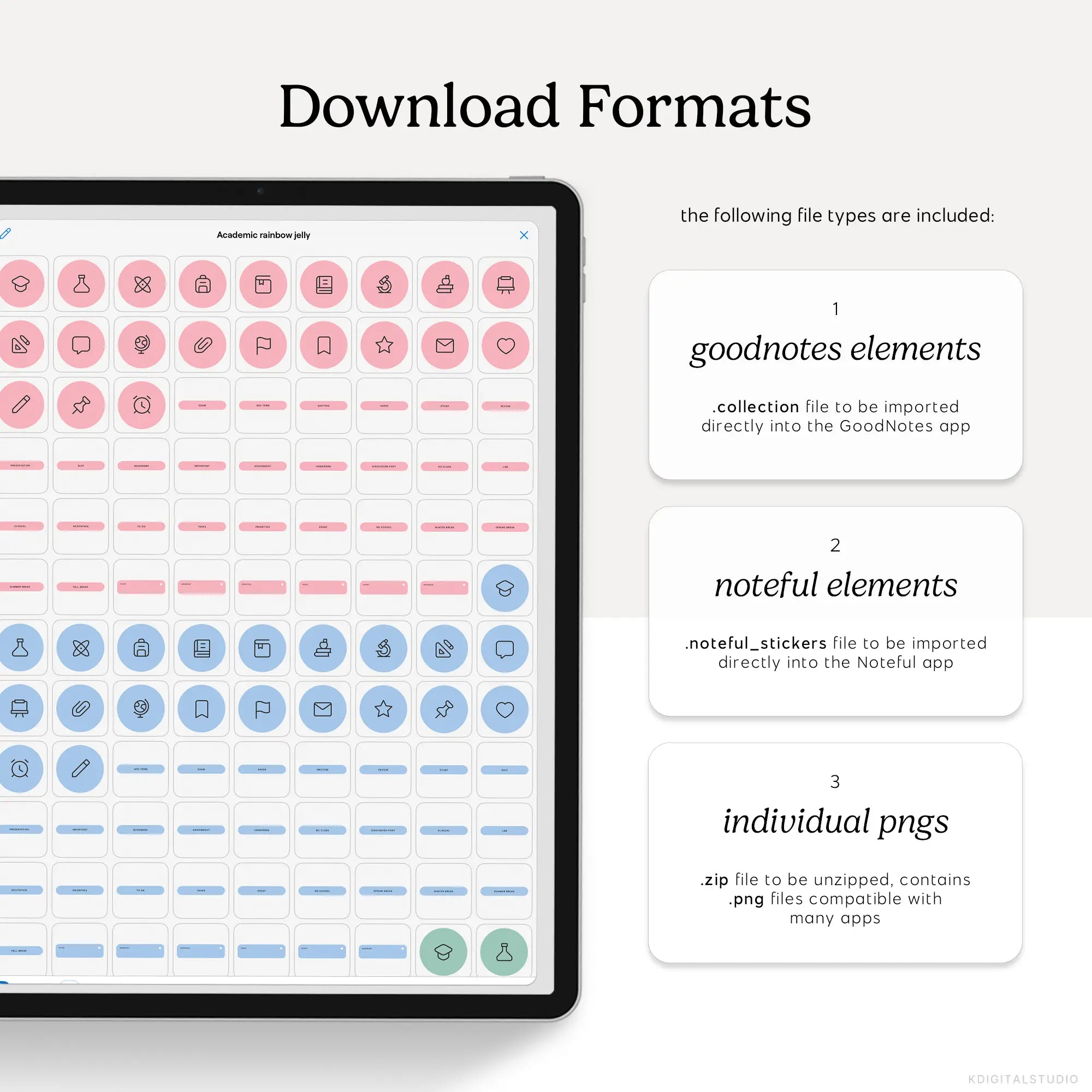 Academic Icons & Labels (Rainbow Jelly) Digital Stickers KDigitalStudio