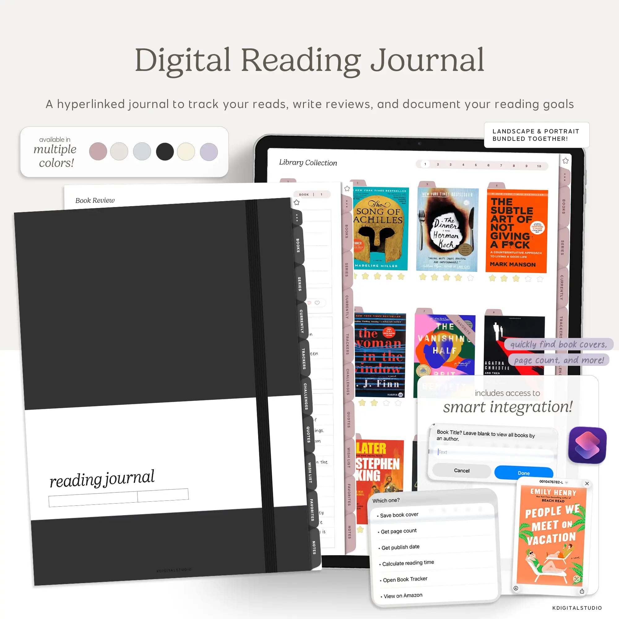 Digital Reading Journal (with Smart Shortcut!) KDigitalStudio