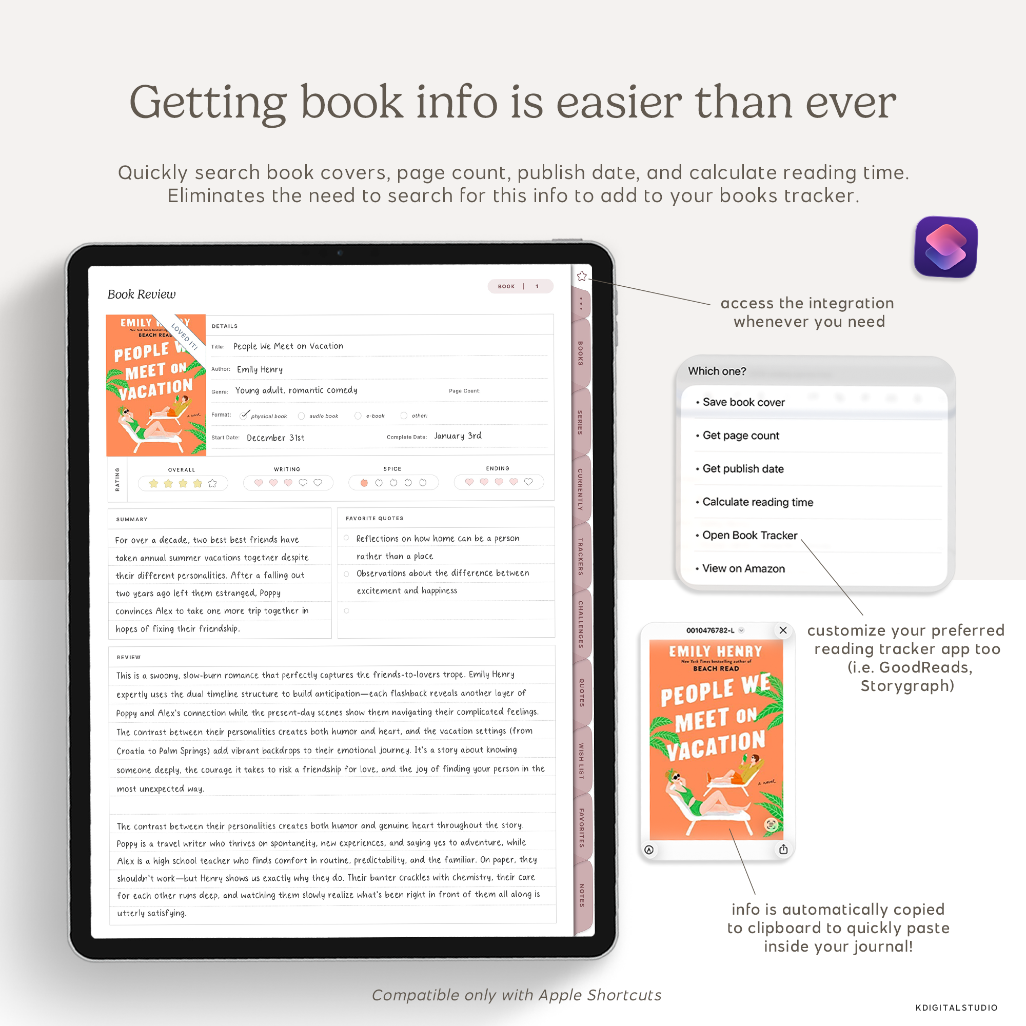 Digital Reading Journal (with Smart Shortcut!)