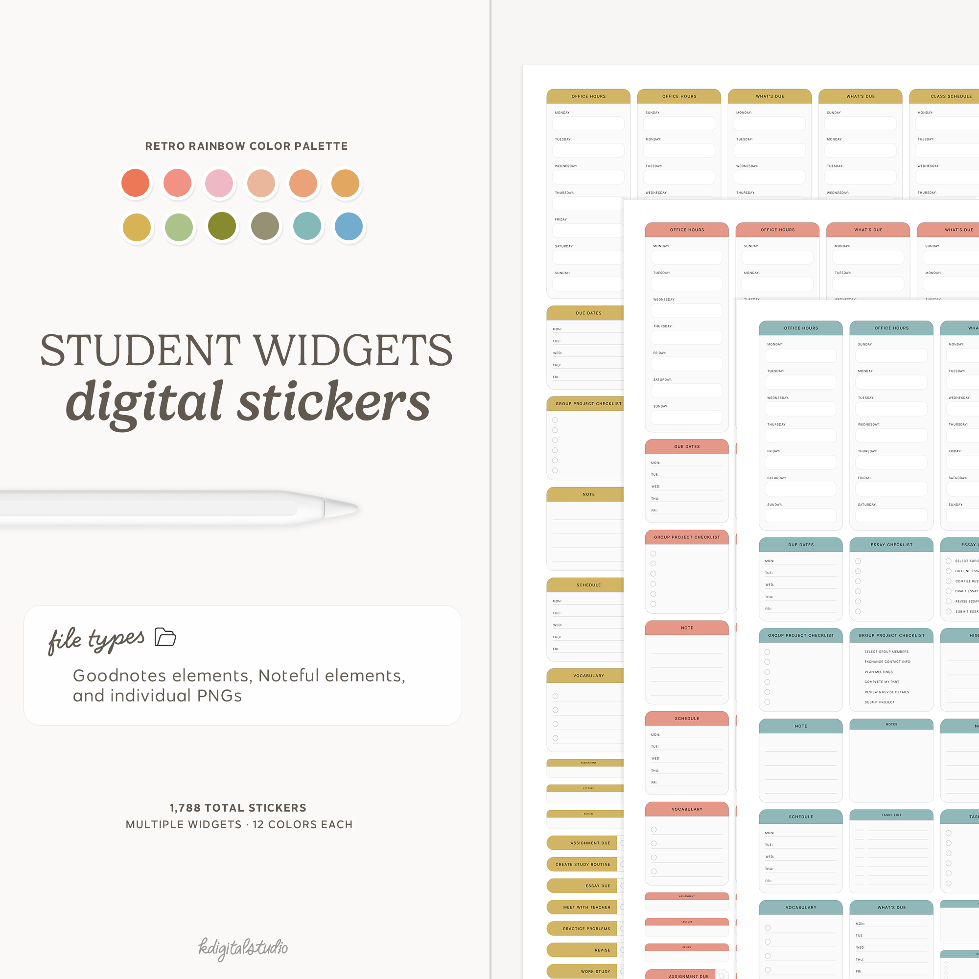 Student Widgets in Retro Rainbow KDigitalStudio