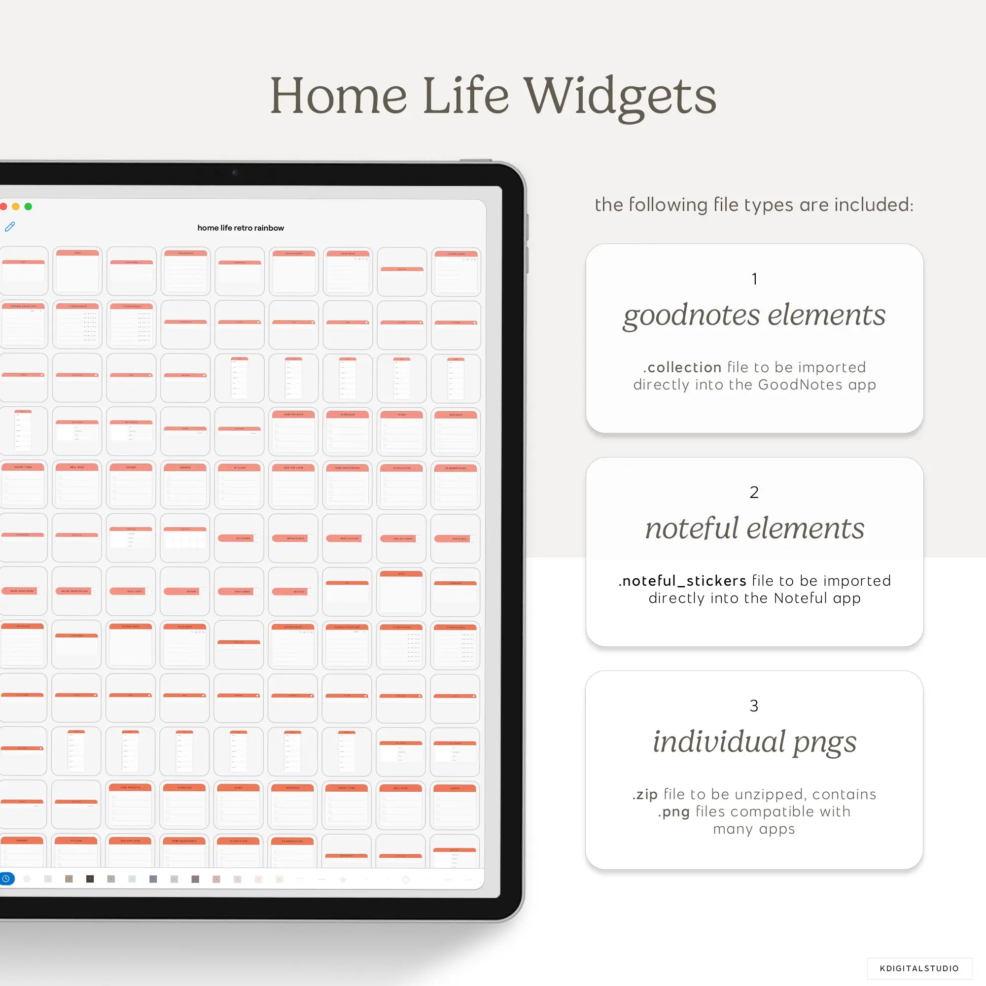 Home Life Widgets in Retro Rainbow KDigitalStudio