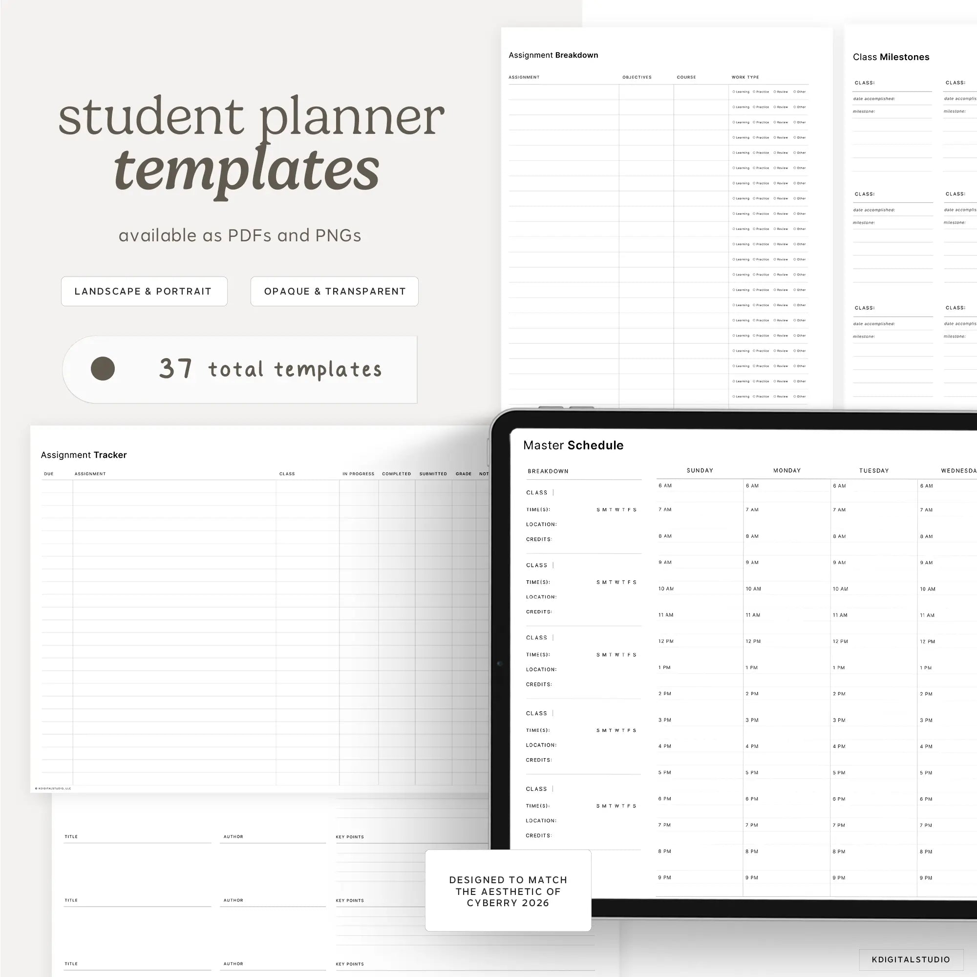 Student Templates for Cyberry KDigitalStudio