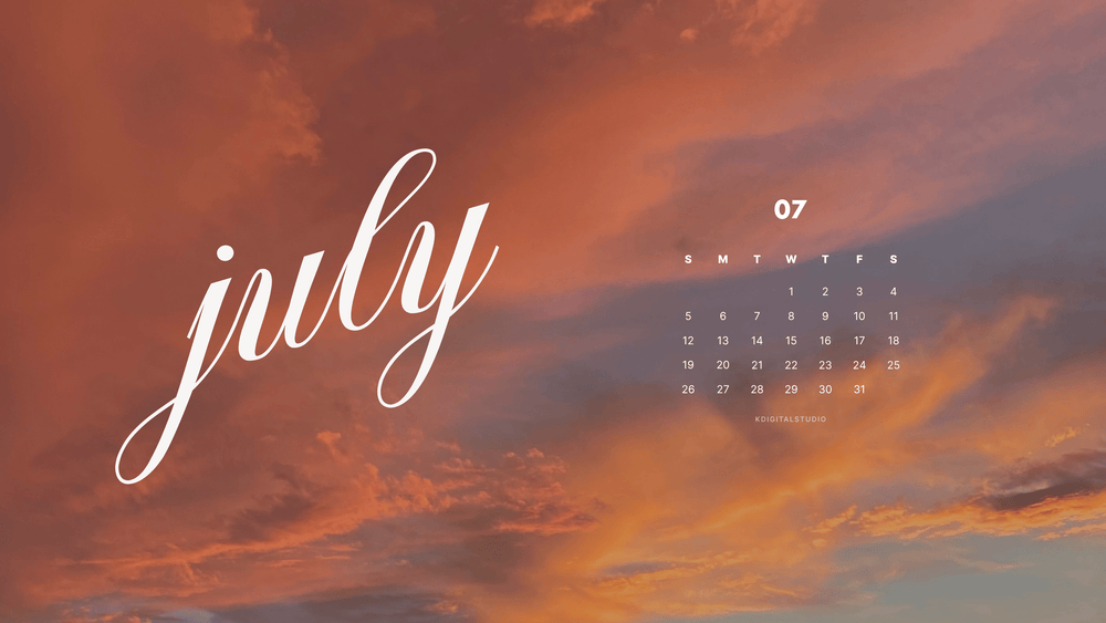 Sunset digital planner cover, Sunday start, script font – KDigitalStudio