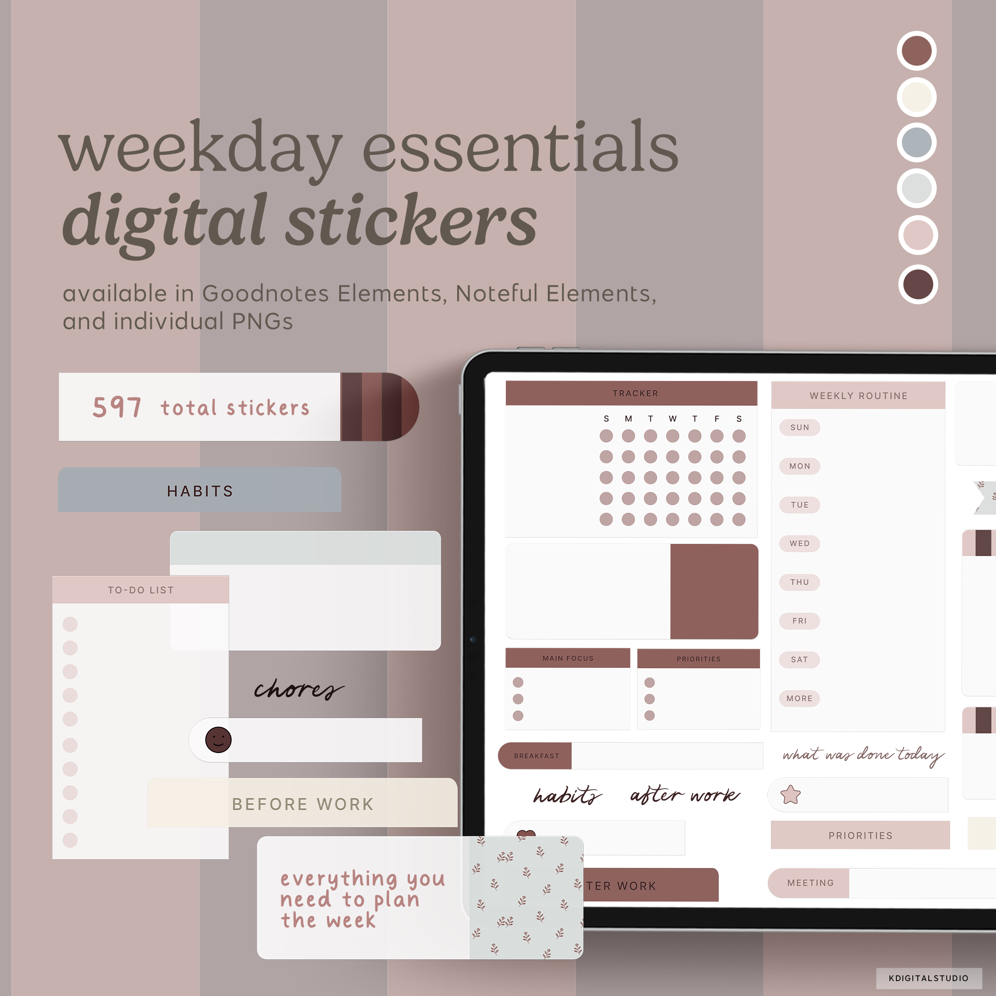 Weekday Essentials Digital Stickers KDigitalStudio