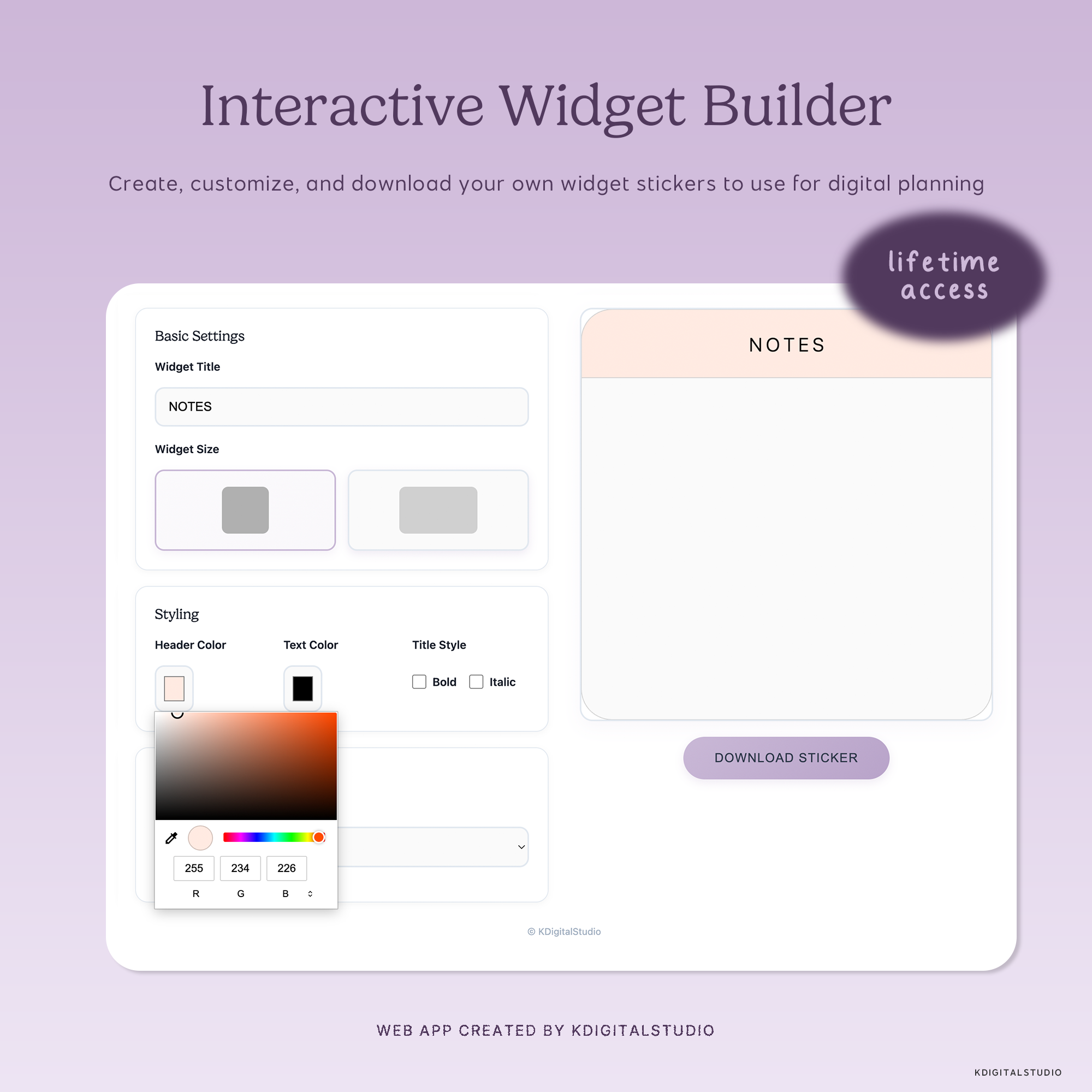 Interactive Widget Builder