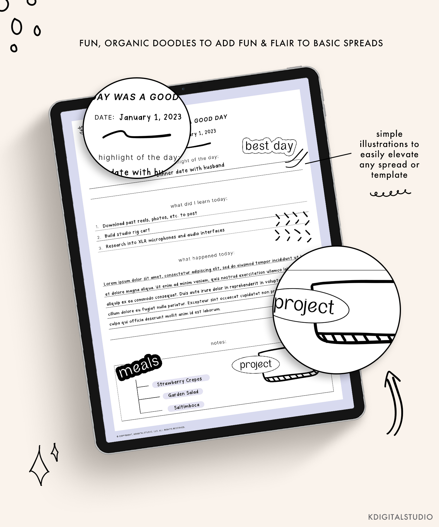 Pegatinas digitales de garabatos dibujados a mano