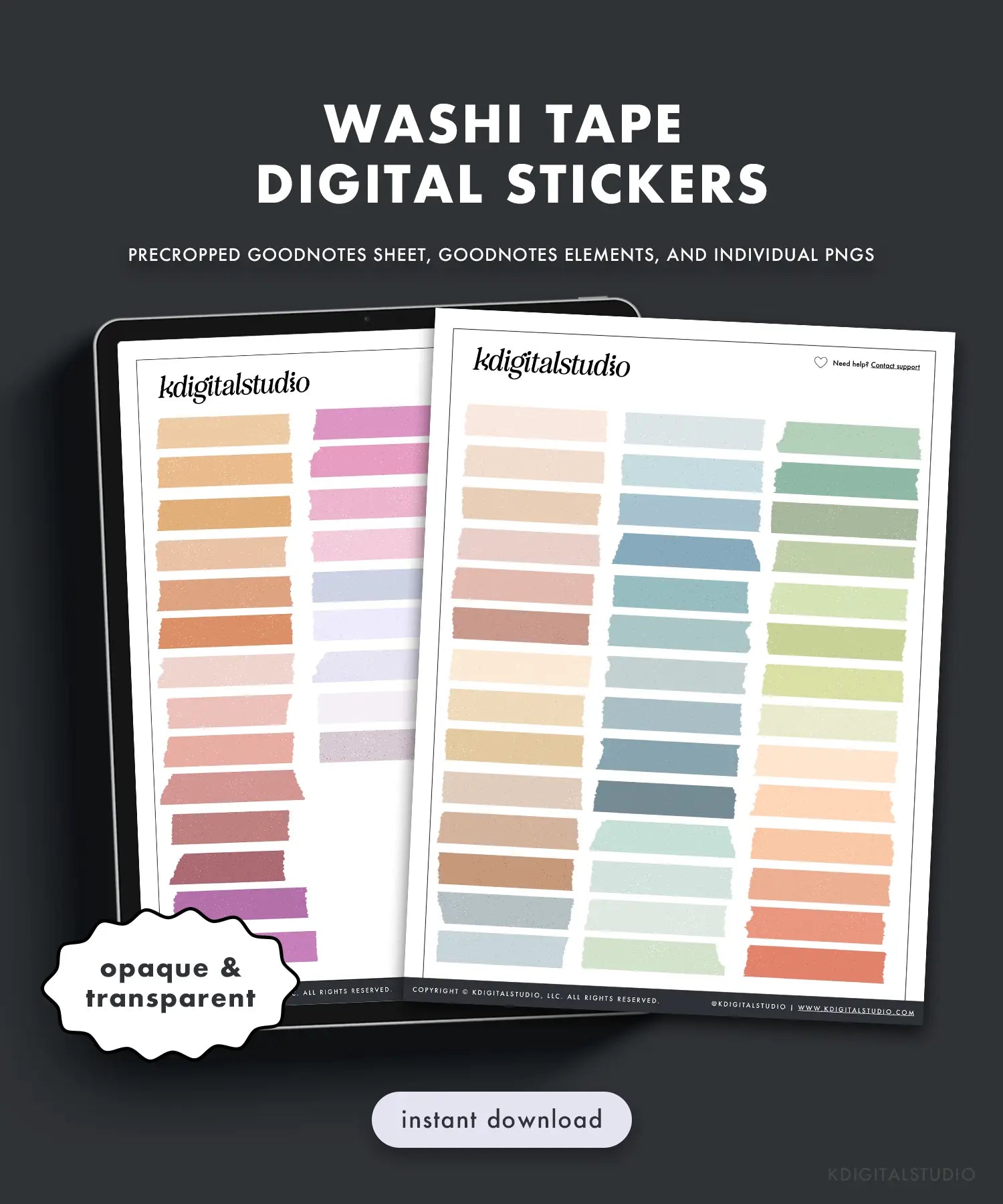 Washi Tape Digital Stickers KDigitalStudio