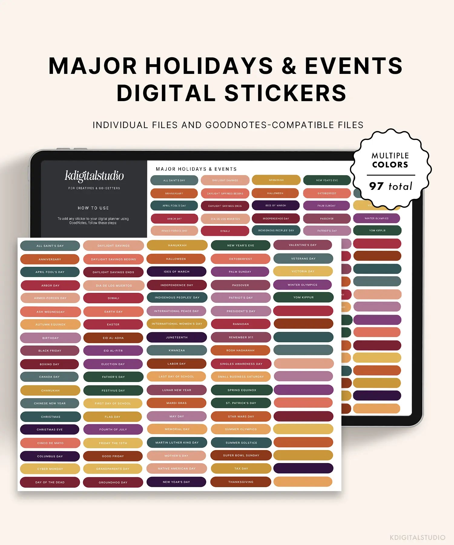 Major Holidays & Events (Jewel Tones) Digital Stickers KDigitalStudio