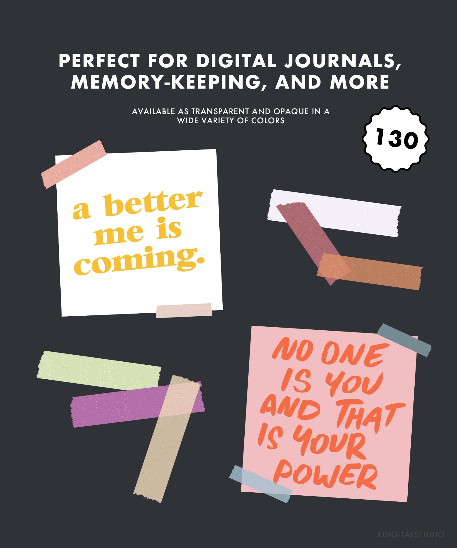 Pegatinas digitales con cinta washi