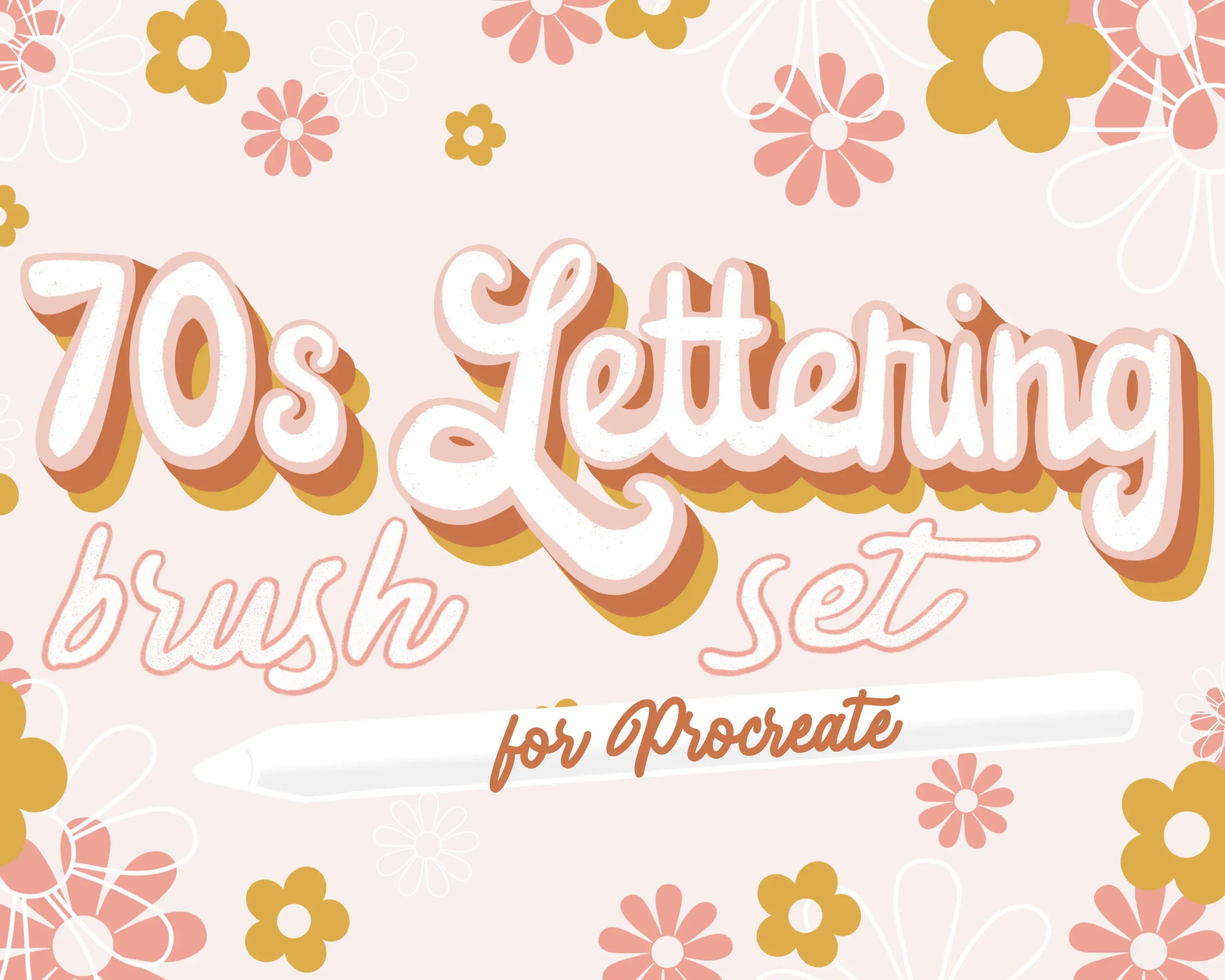 70s Lettering Brush and Stamp Set for Procreate KDigitalStudio