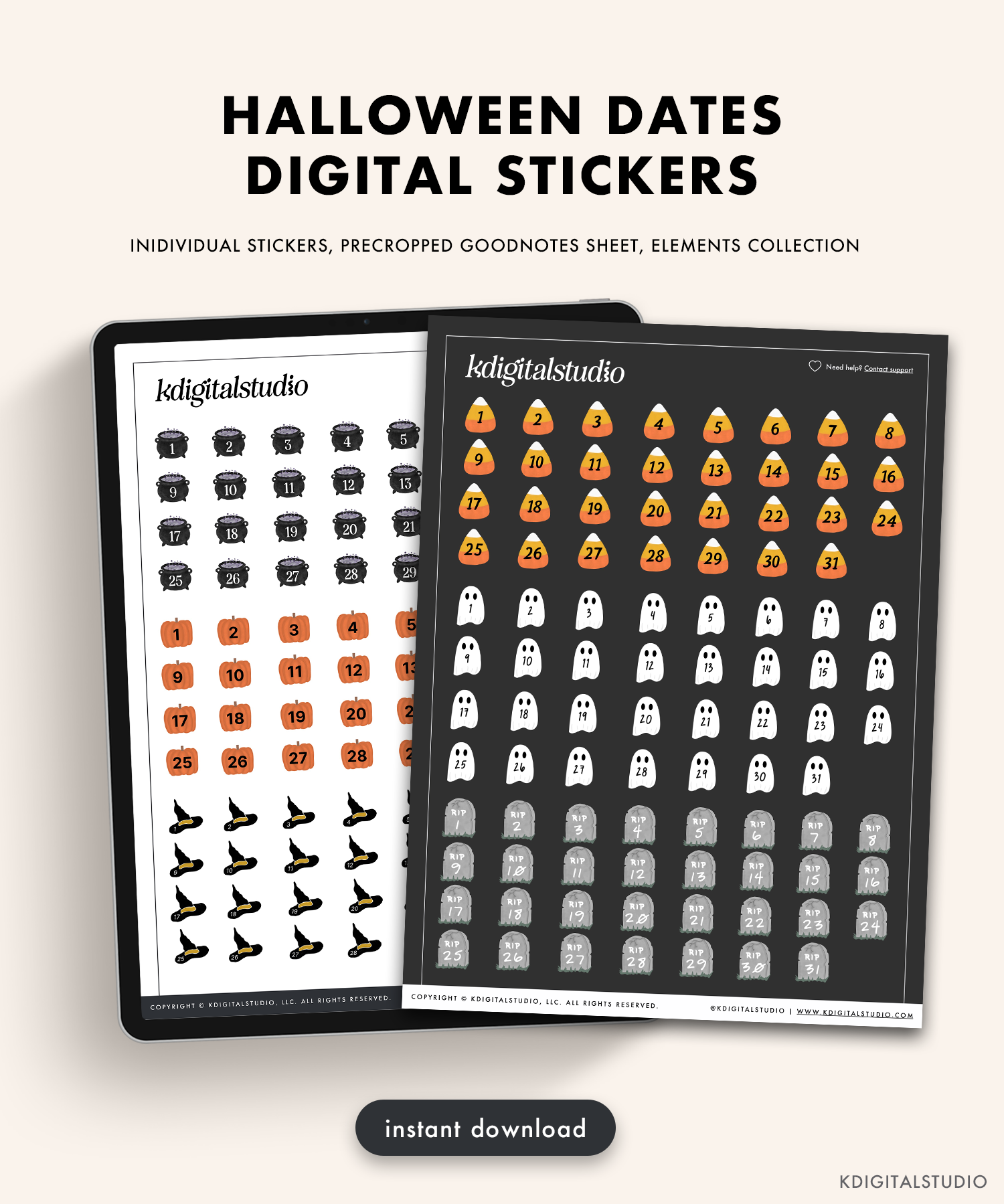 Halloween Dates Digital Stickers