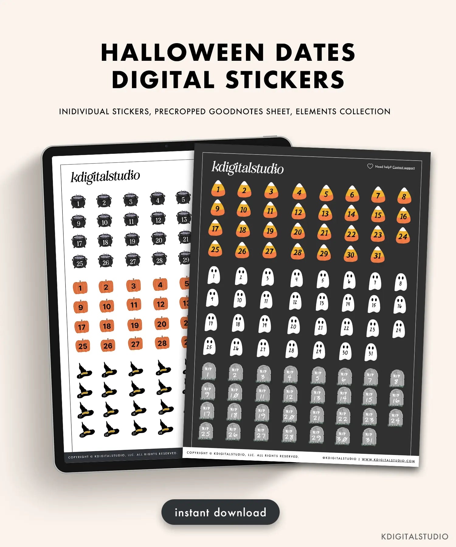 Halloween Dates Digital Stickers KDigitalStudio