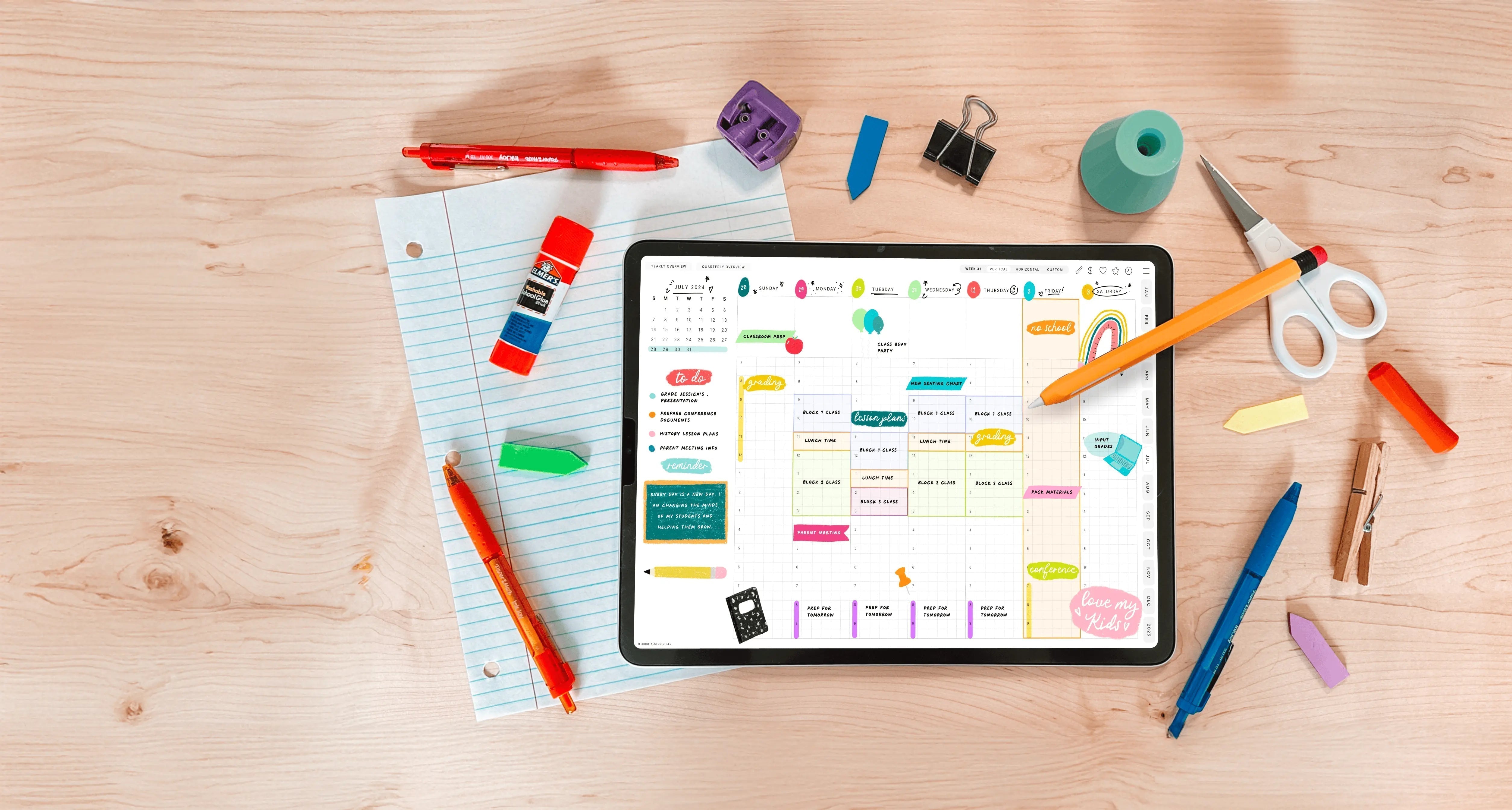 Student using an iPad note-taking app for class