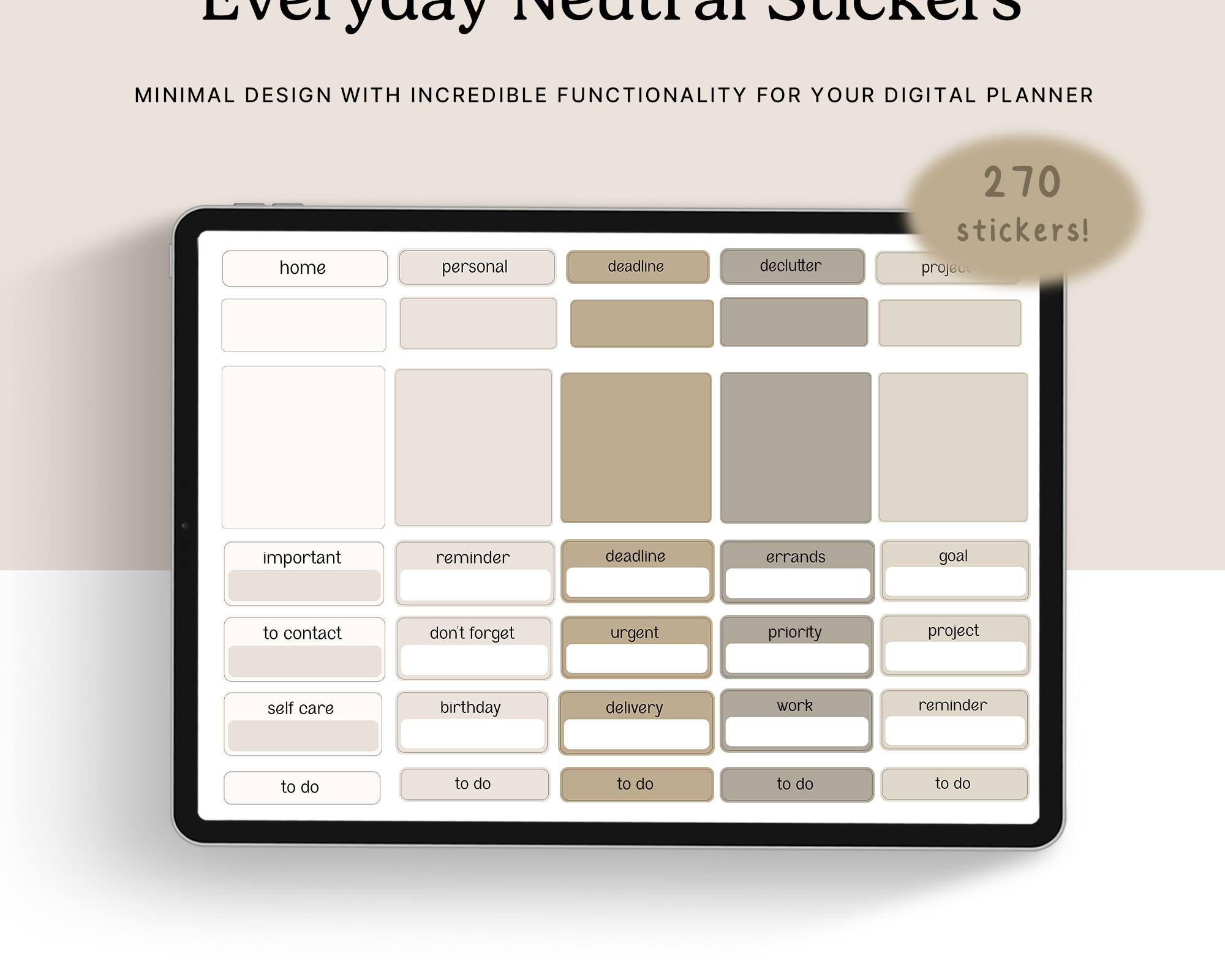 Everyday Neutral Digital Stickers