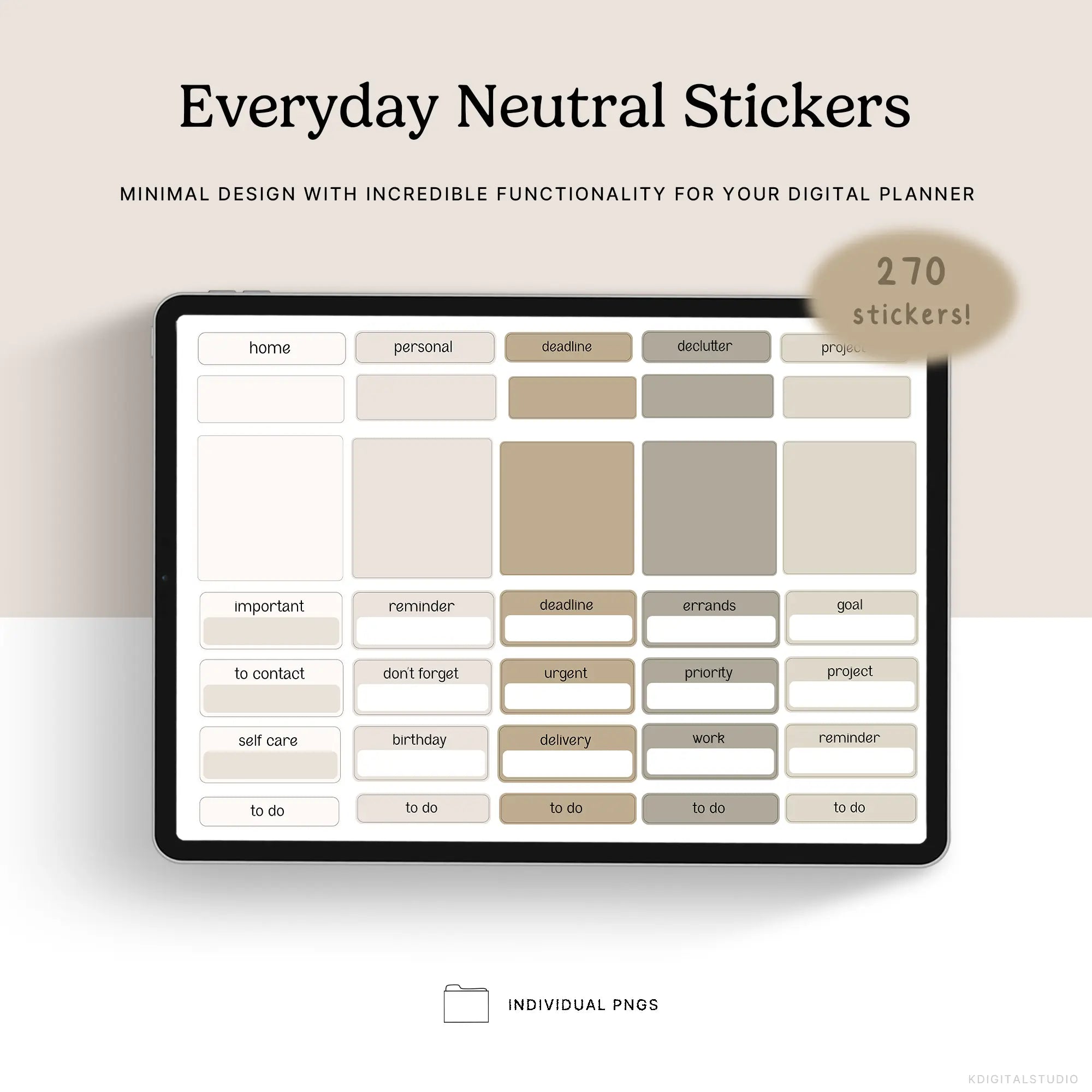 Everyday Neutral Digital Stickers KDigitalStudio