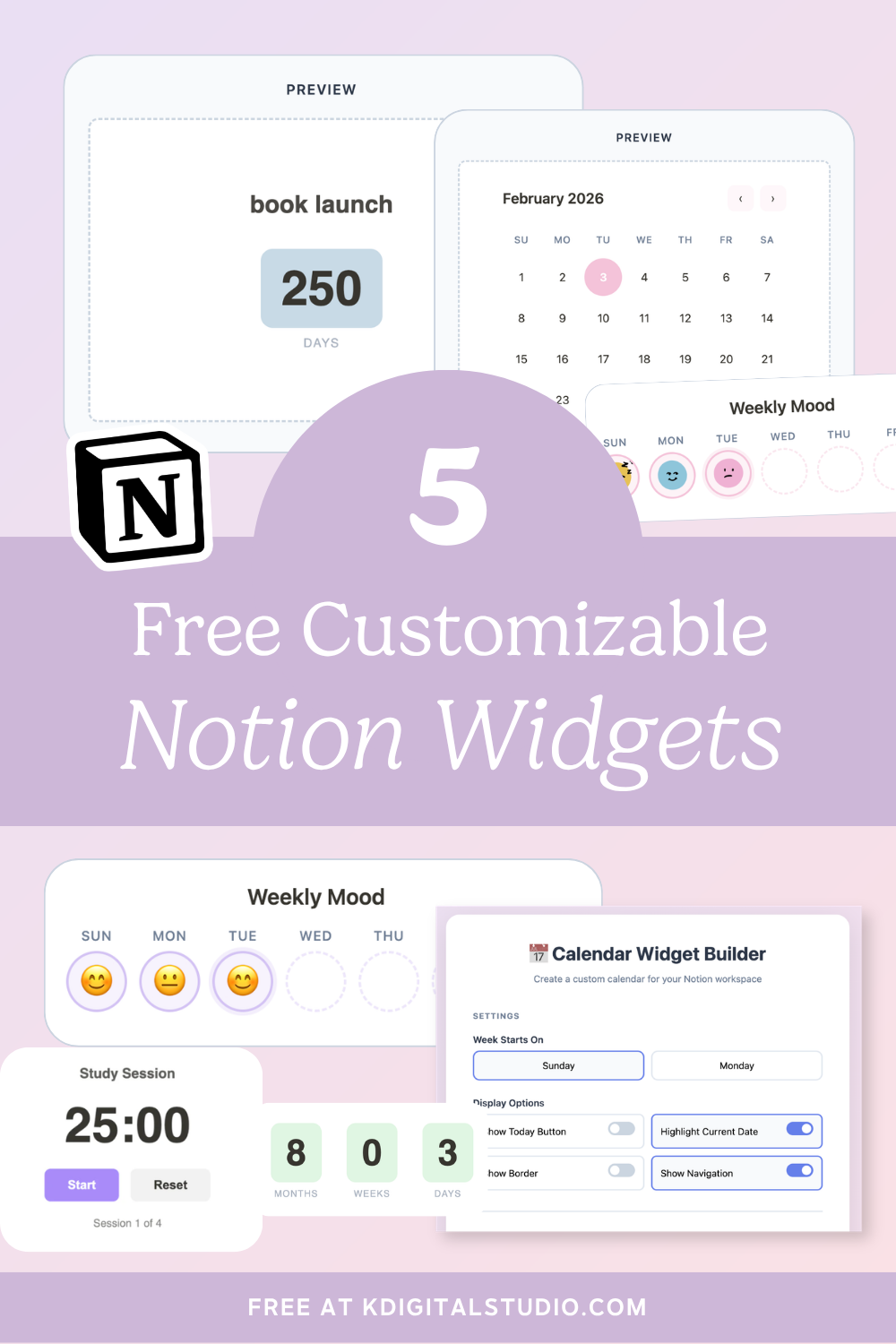 The Complete Free Notion Widget Toolkit: 5 Widgets to Build Your Perfect Workspace KDigitalStudio