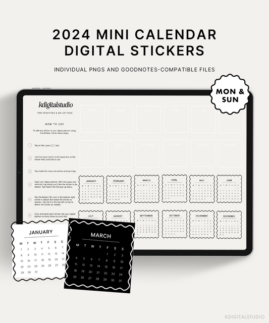 Mini Calendars 2024 (Wavy)