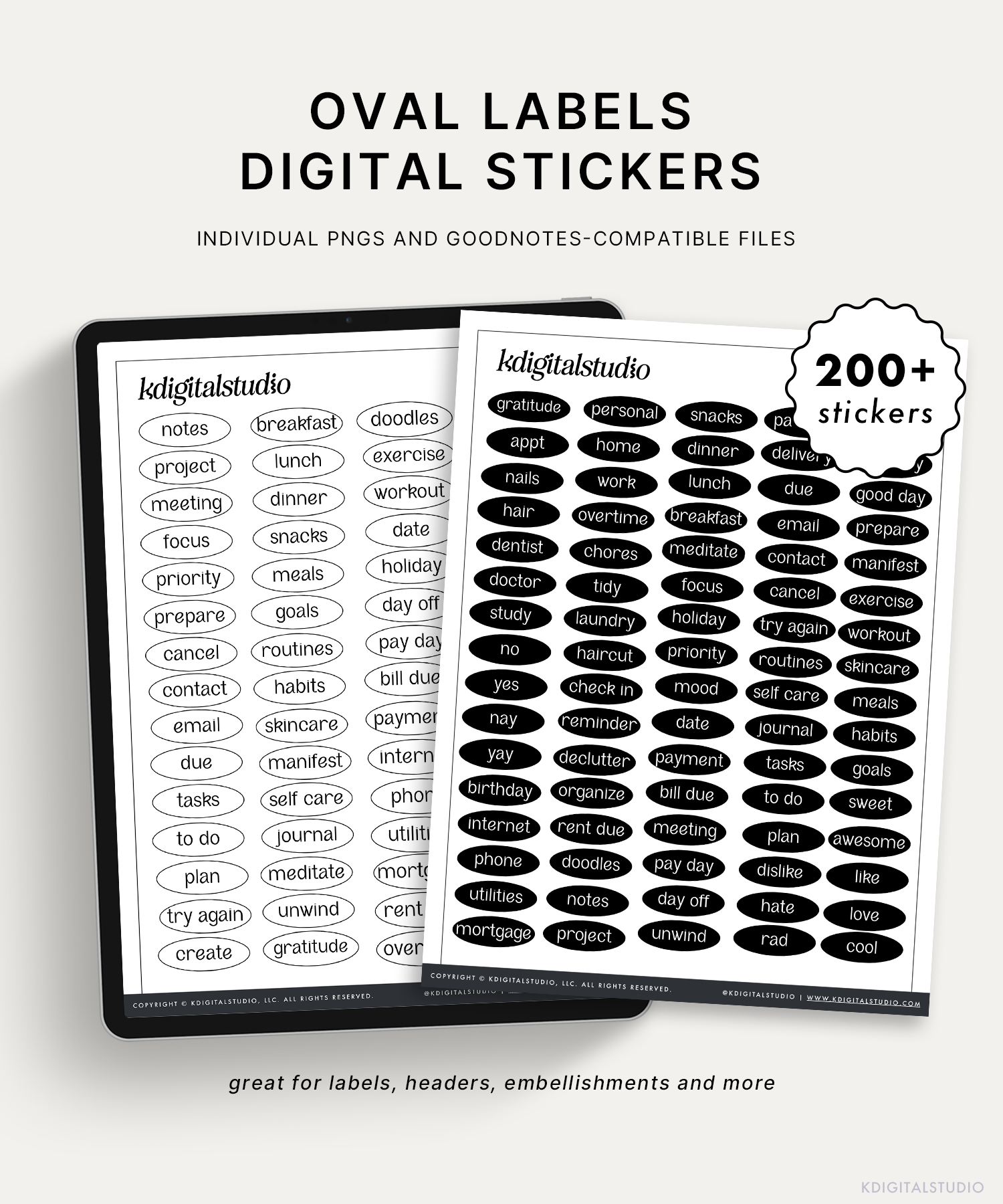 Oval Labels Digital Stickers