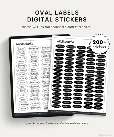 Oval Labels Digital Stickers KDigitalStudio