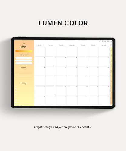 Lumen color of academic student digital planner