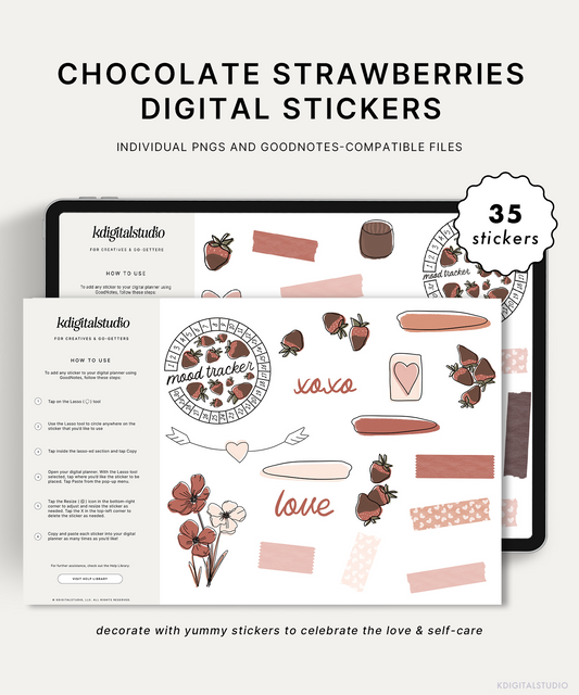 Chocolate Strawberries Digital Stickers